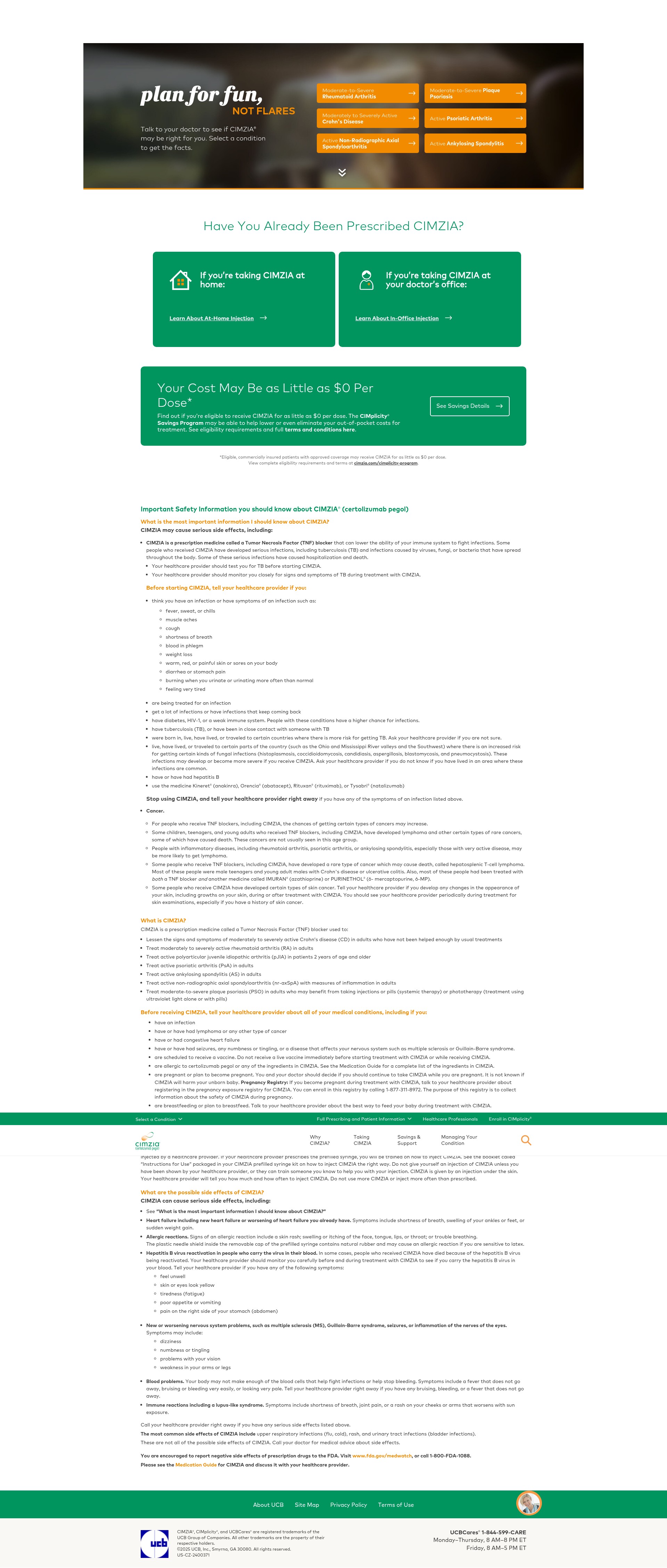 Screenshot of cimzia.com