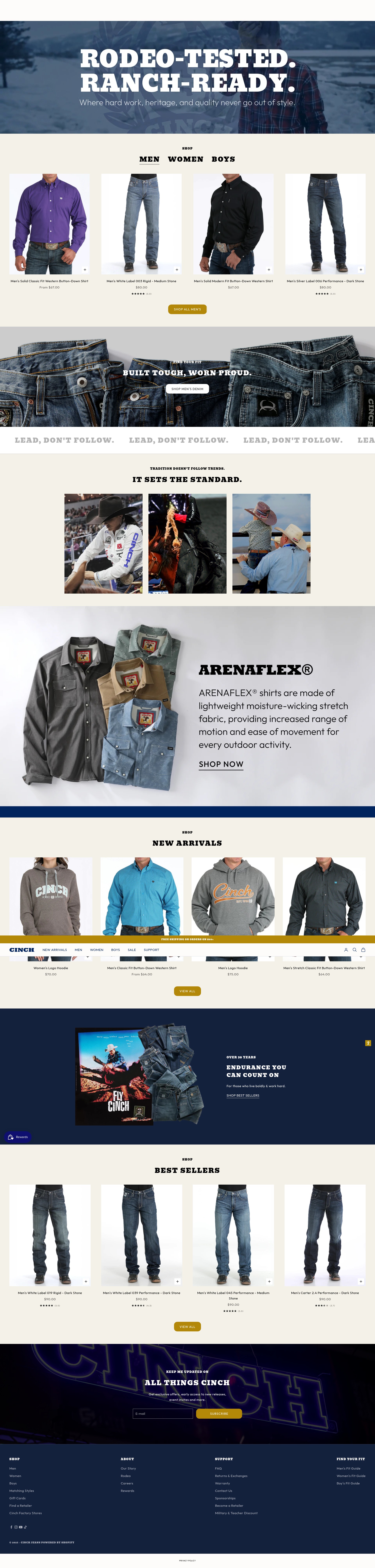Screenshot of cinchjeans.com