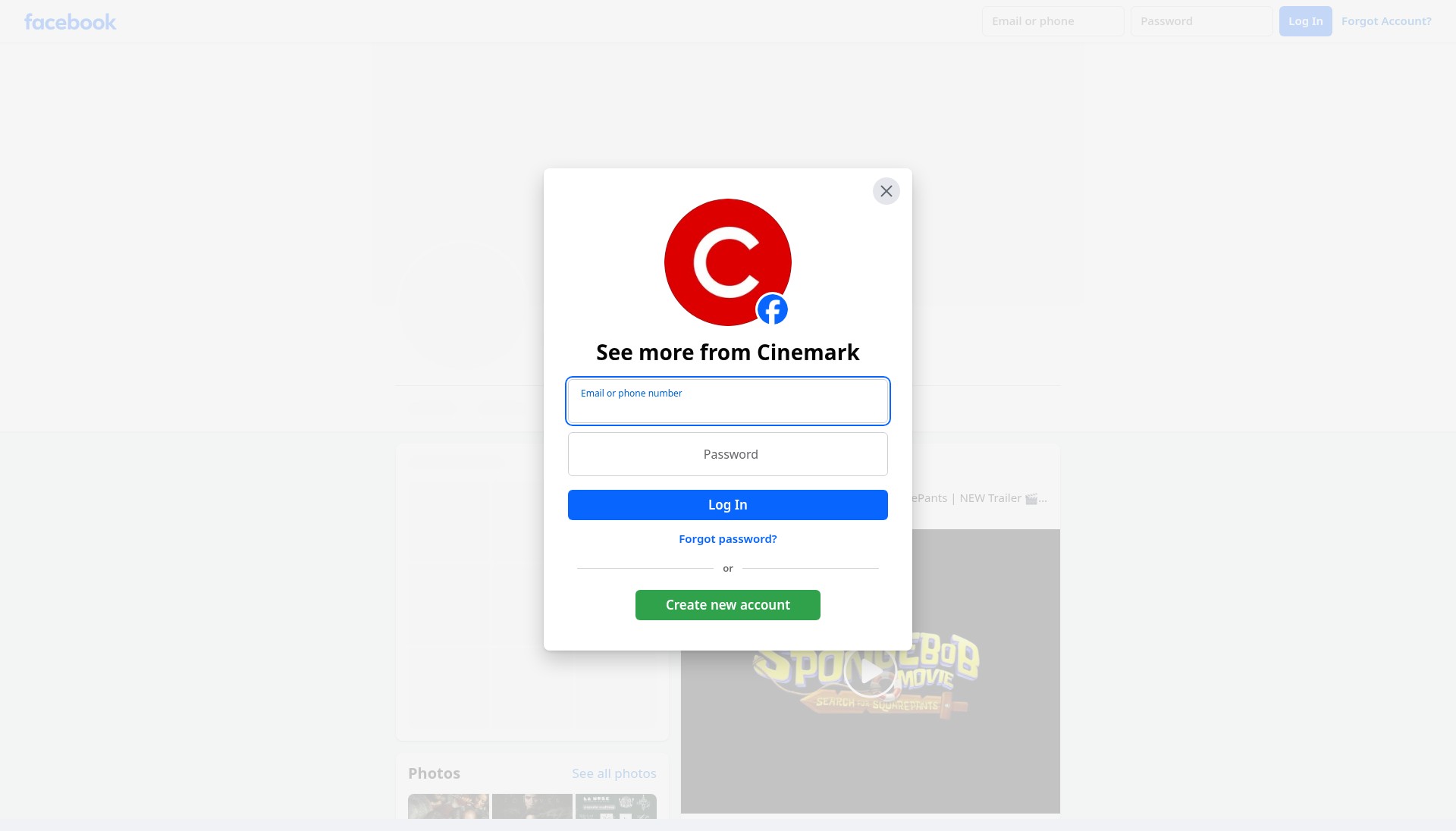 Screenshot of cinemark.com