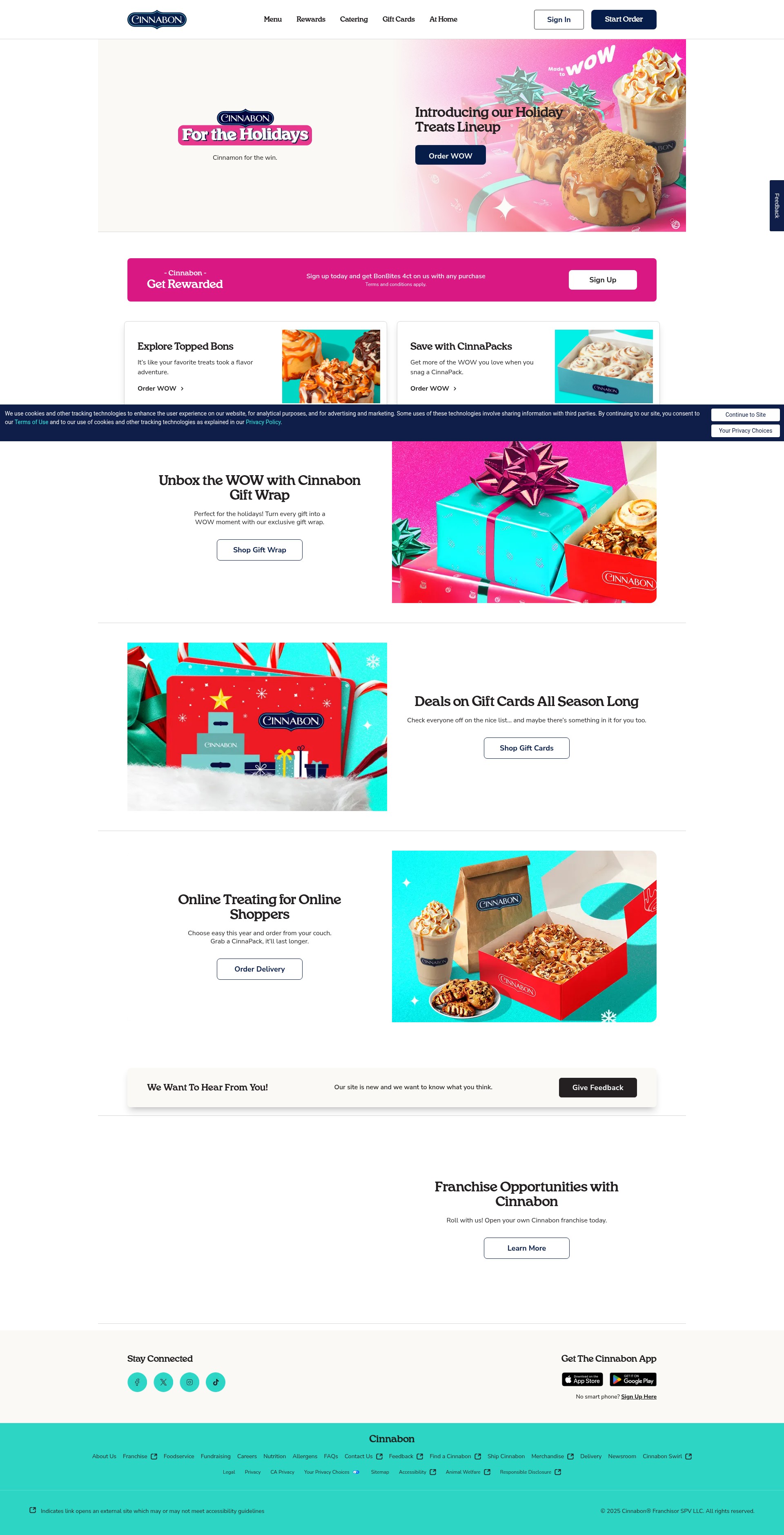 Screenshot of cinnabon.com