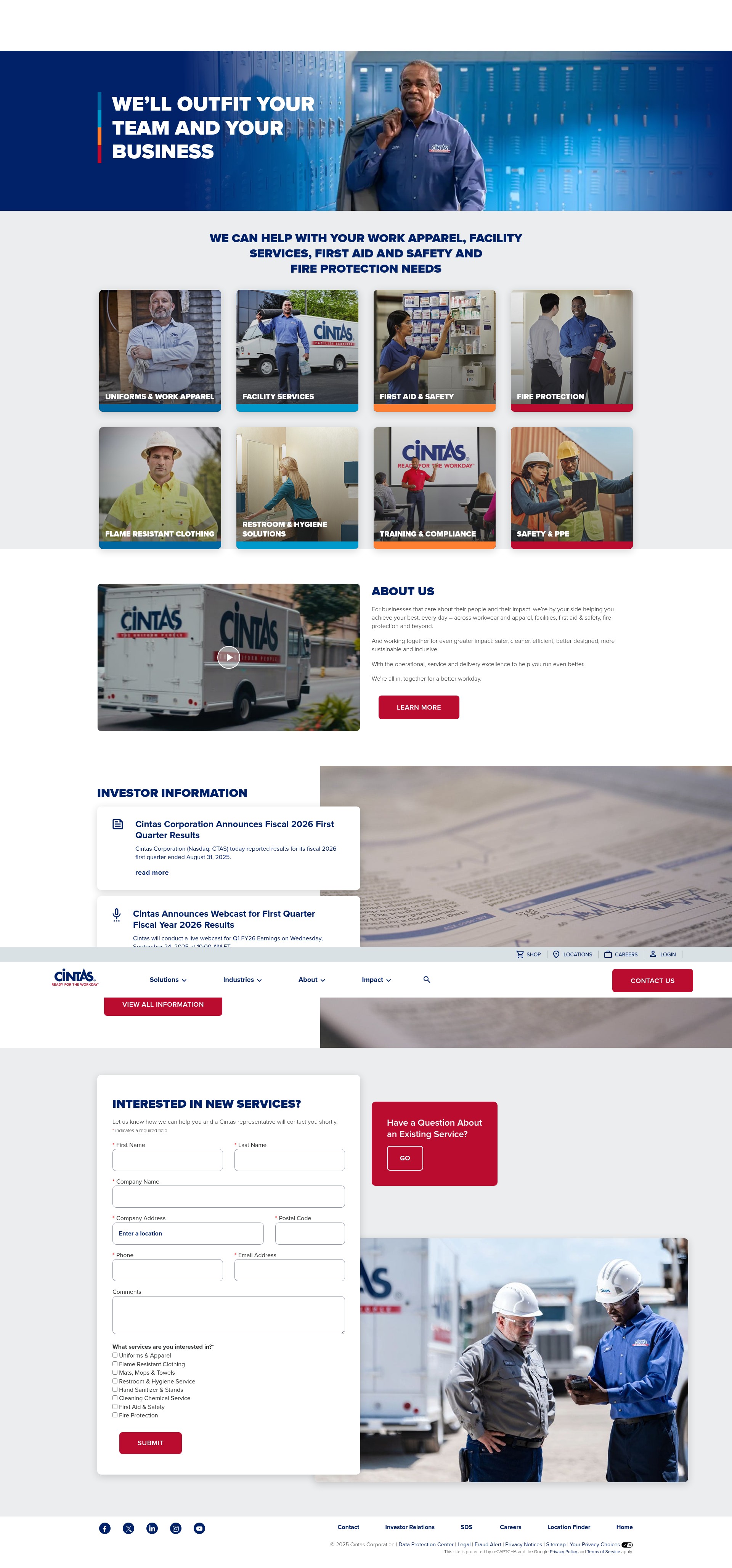 Screenshot of cintas.com