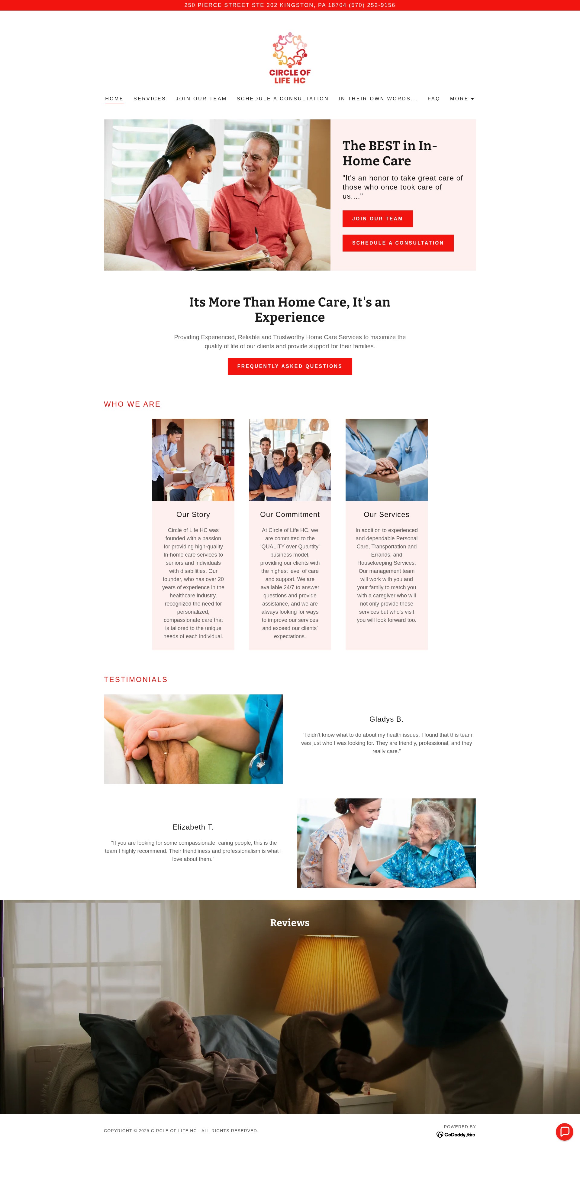 Screenshot of circleoflifehomecare.org