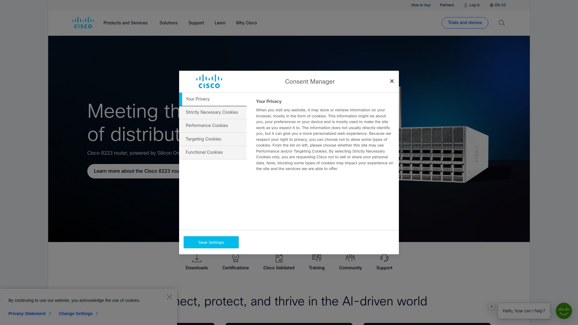 Screenshot of cisco.com