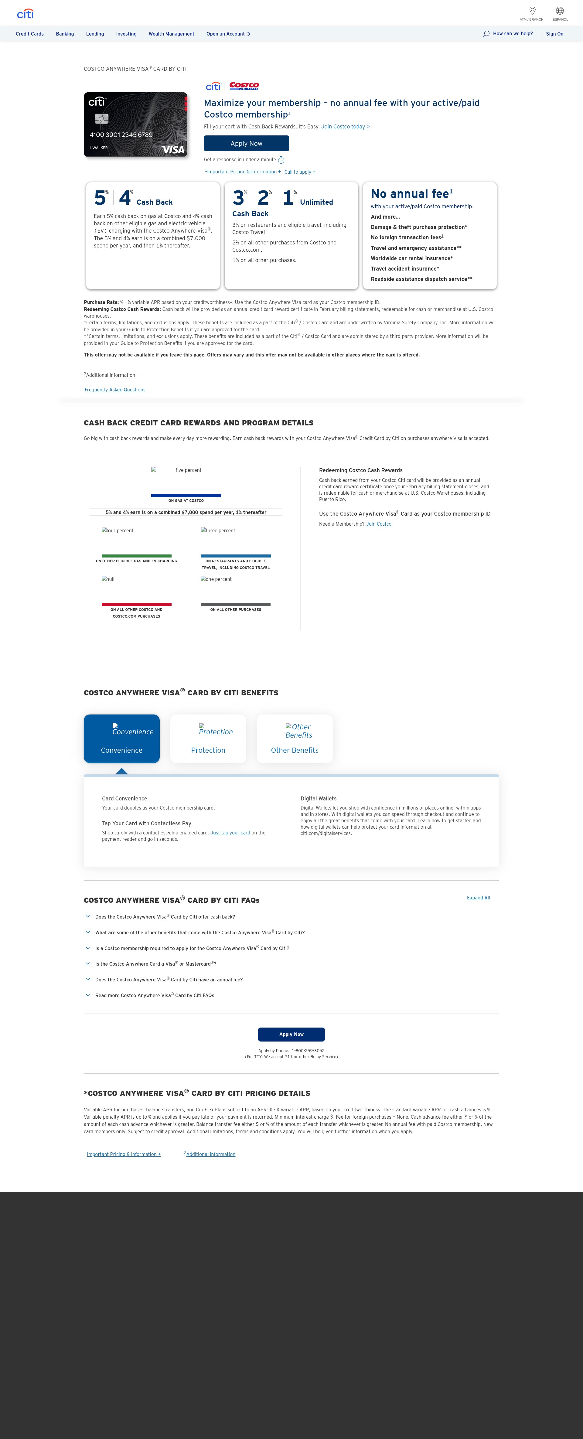 Screenshot of citi.com
