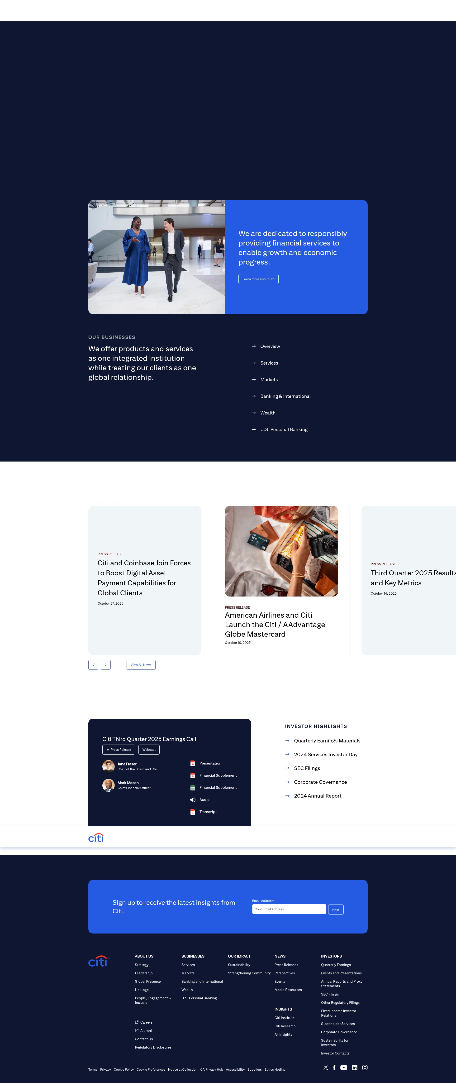 Screenshot of citigroup.com