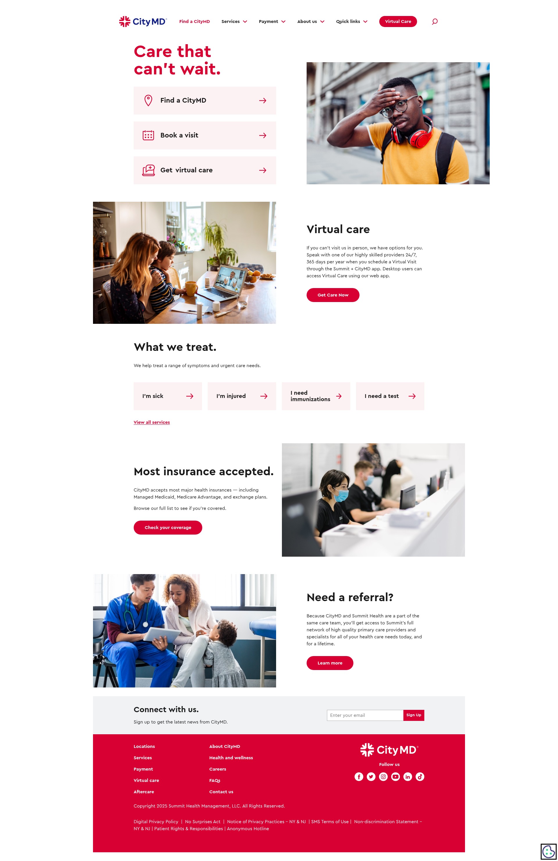 Screenshot of citymd.com