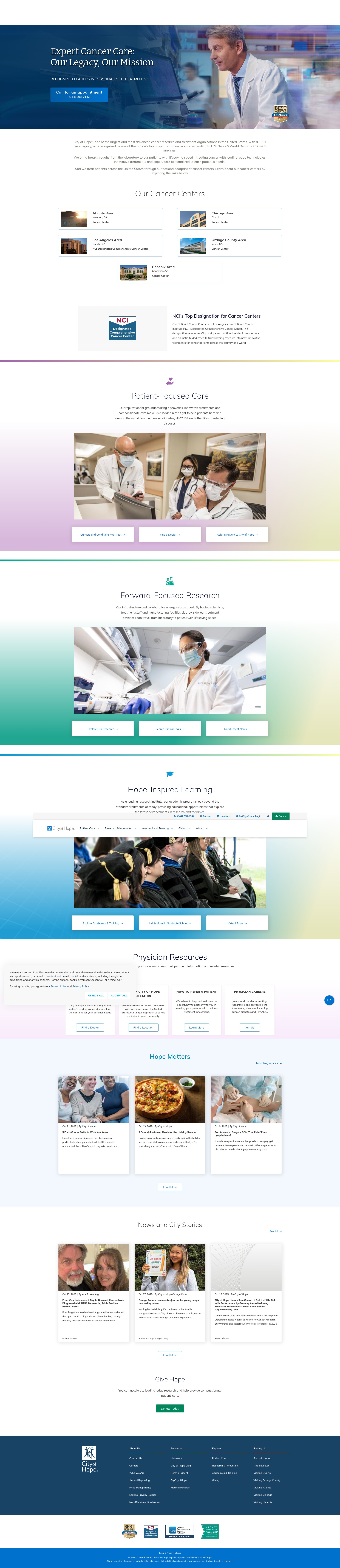 Screenshot of cityofhope.org