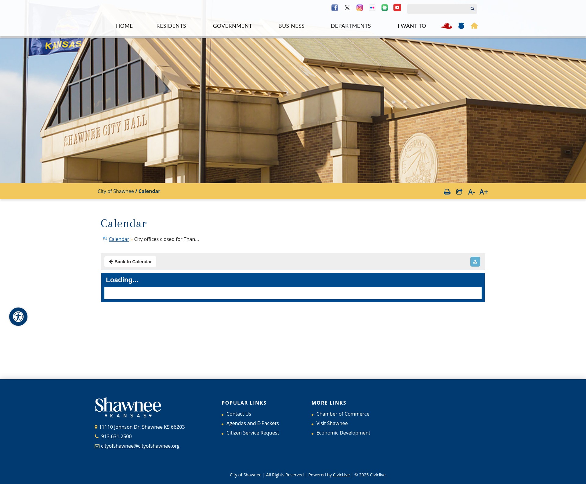 Screenshot of cityofshawnee.org