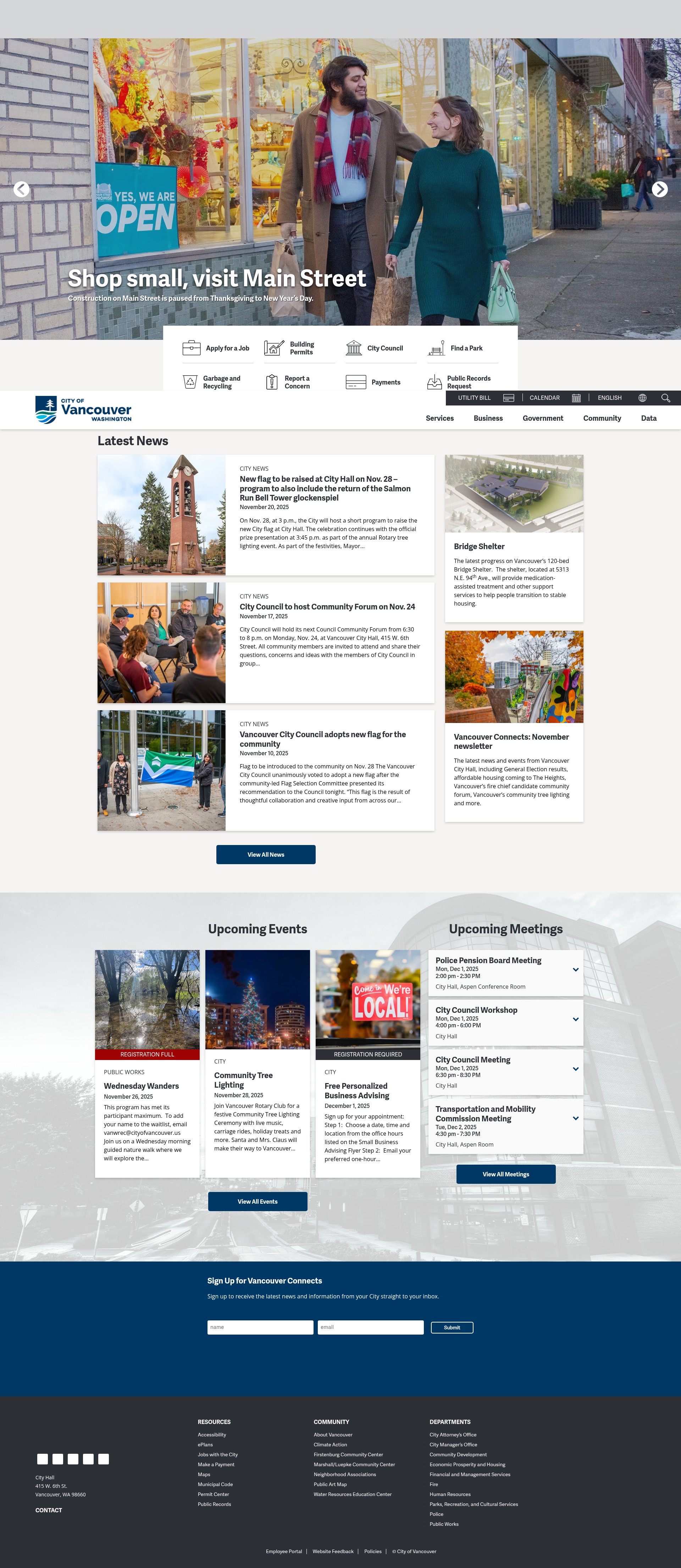 Screenshot of cityofvancouver.us
