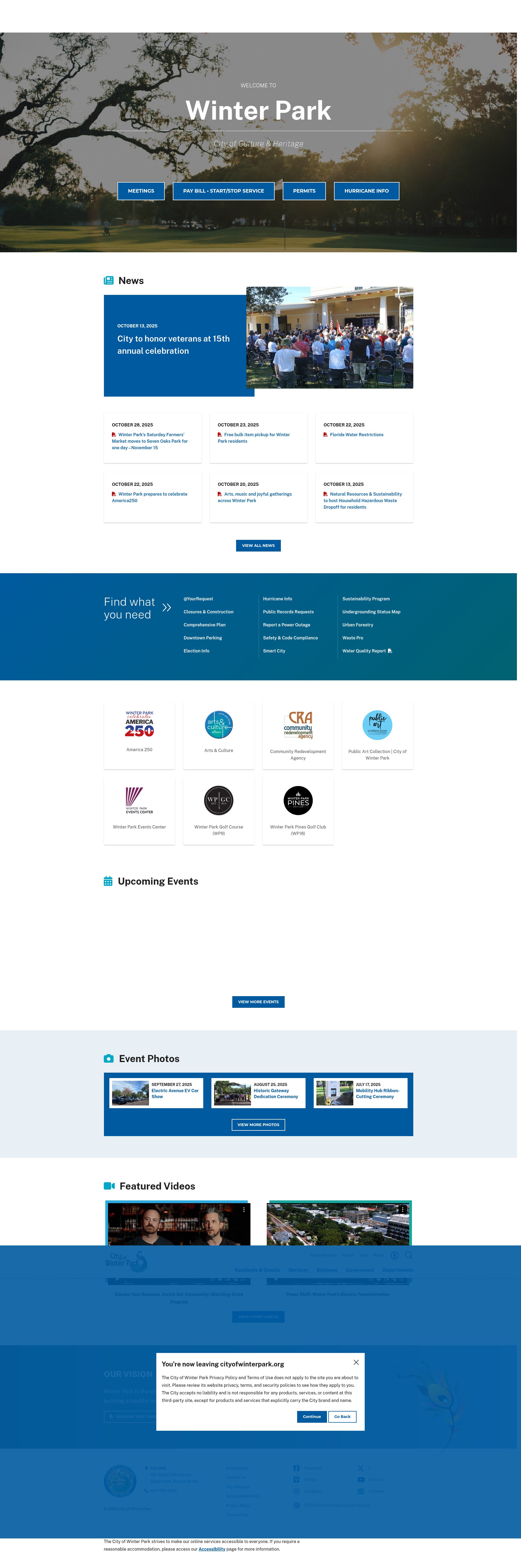 Screenshot of cityofwinterpark.org