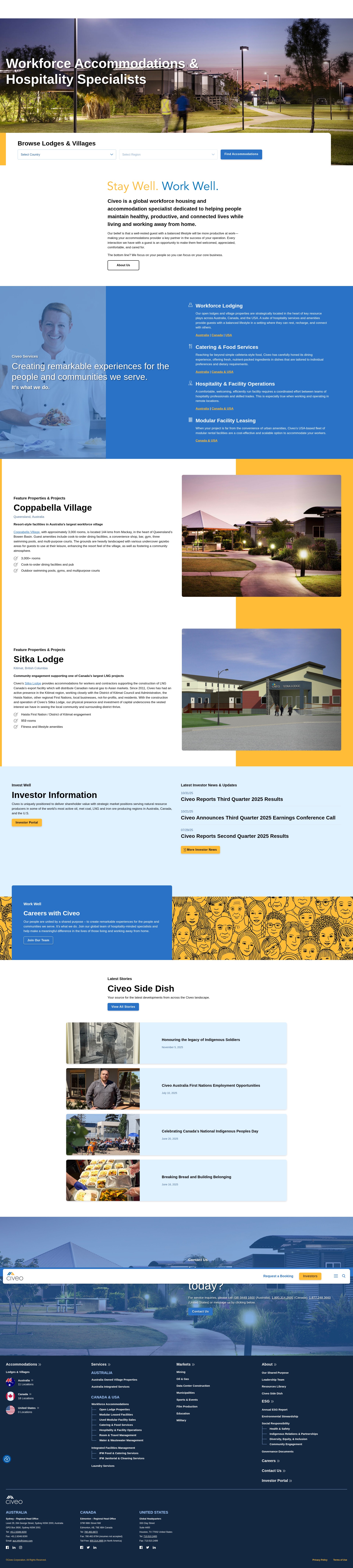 Screenshot of civeo.com