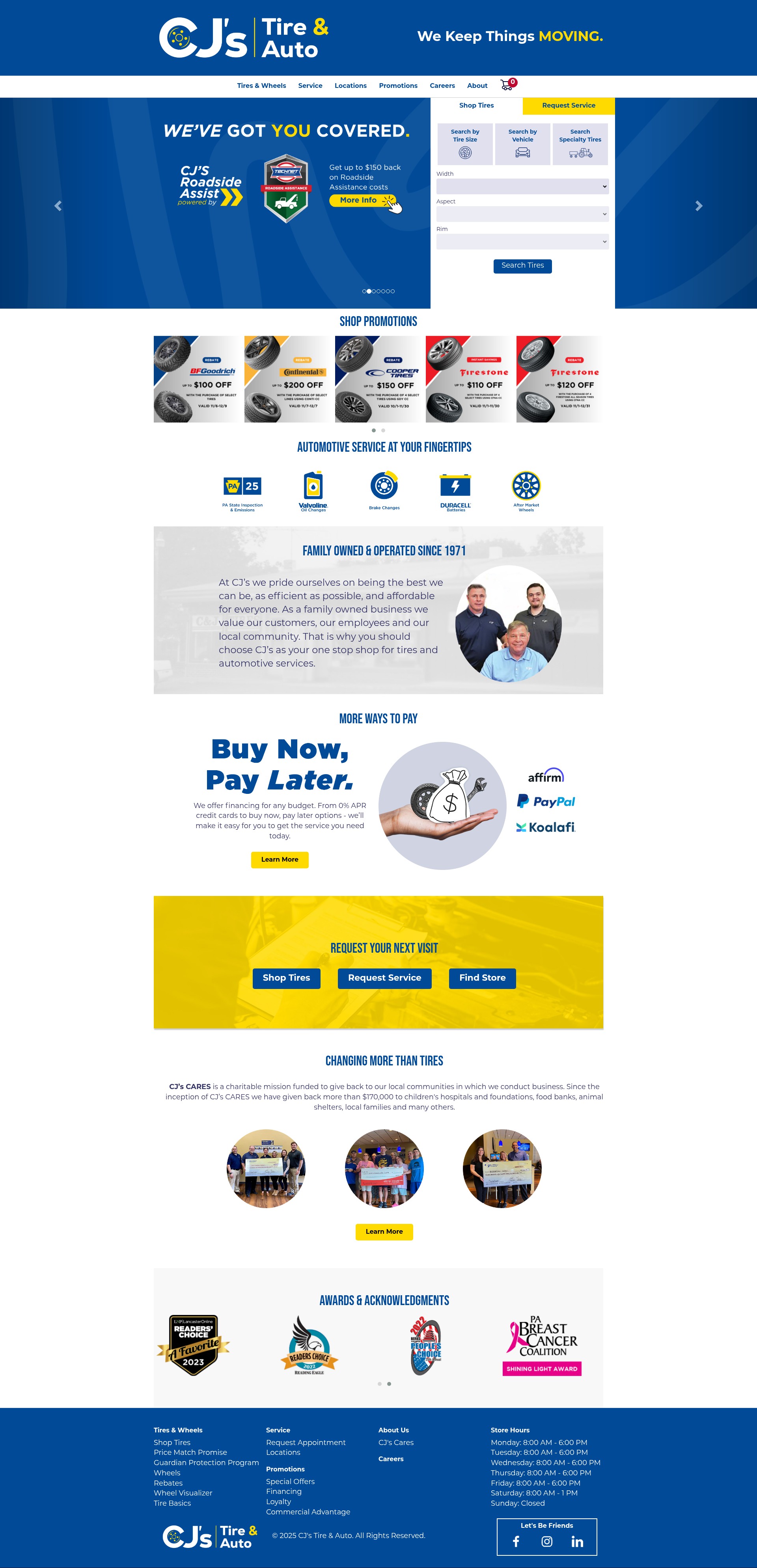 Screenshot of cjtire.com