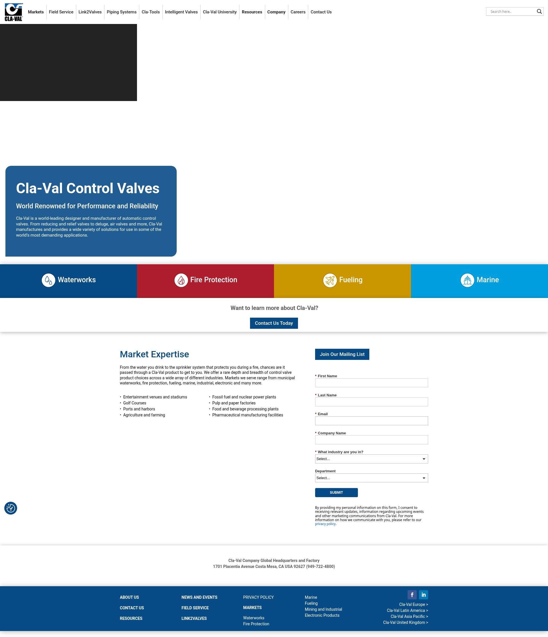Screenshot of cla-val.com