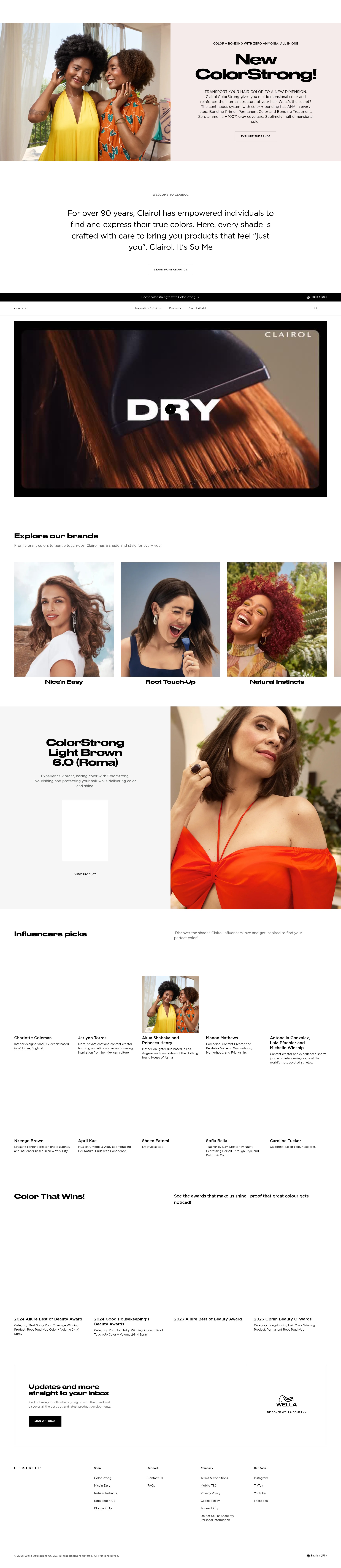Screenshot of clairol.com
