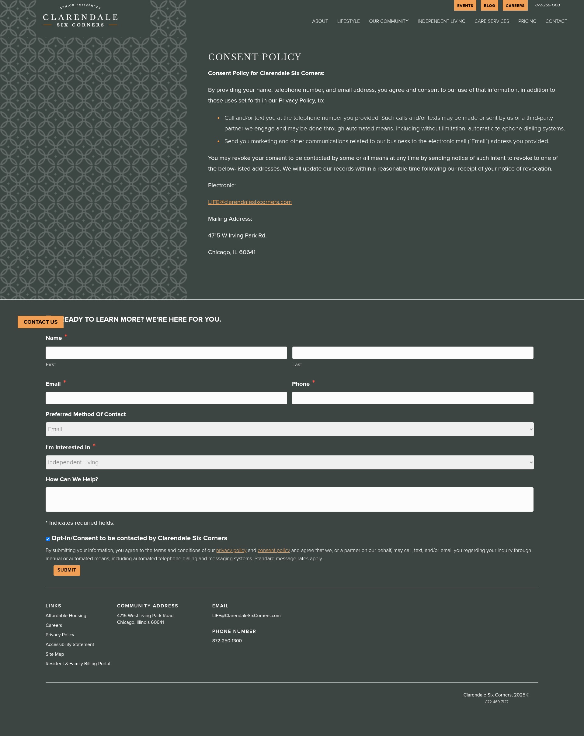 Screenshot of clarendalesixcorners.com