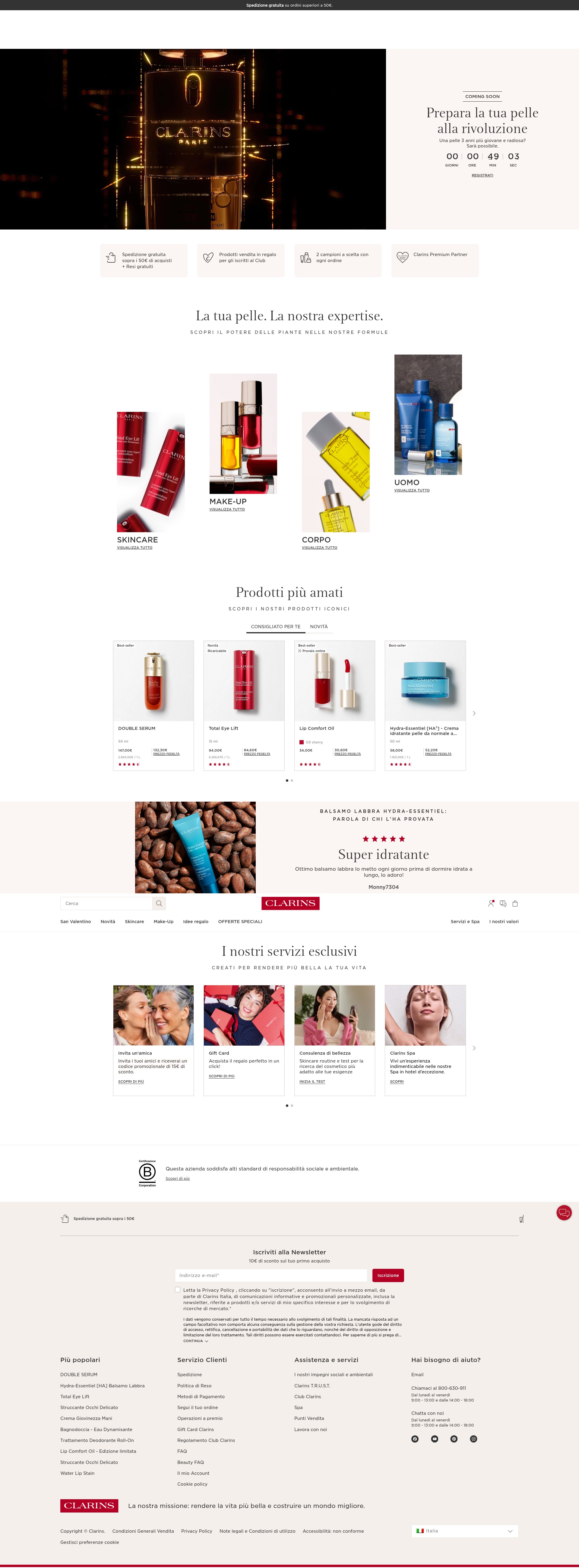 Screenshot of clarins.it