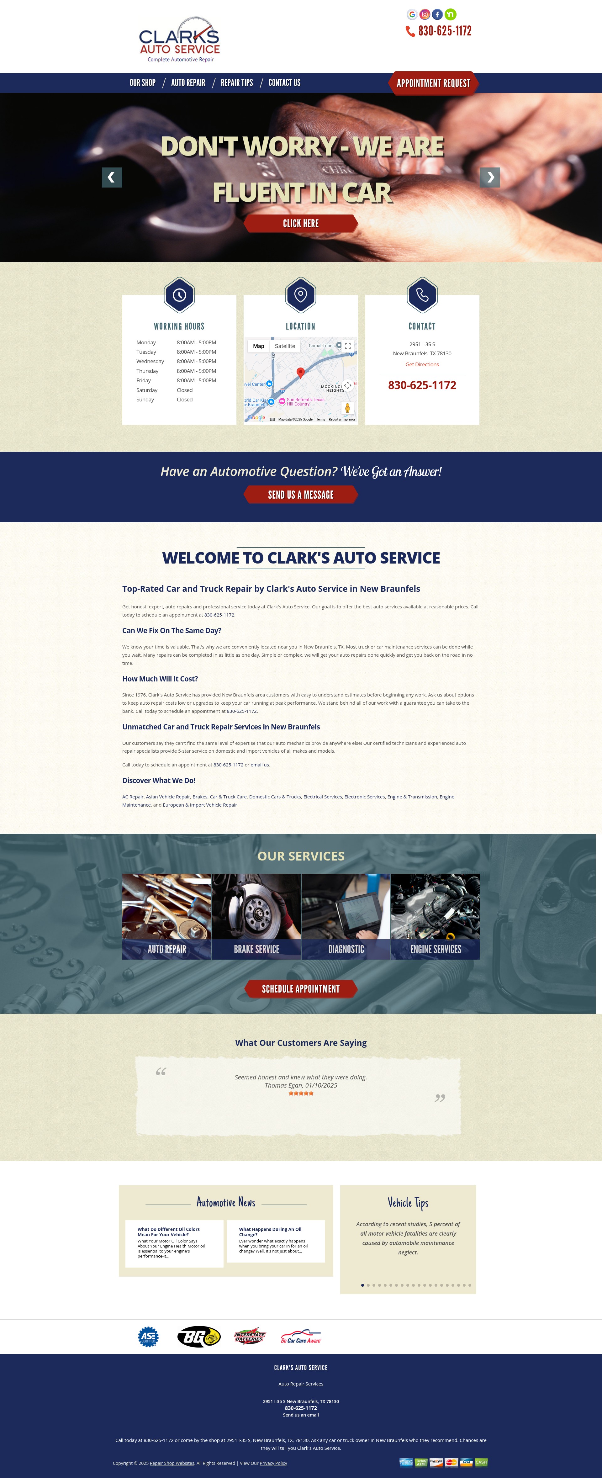 Screenshot of clarksautoservice.com