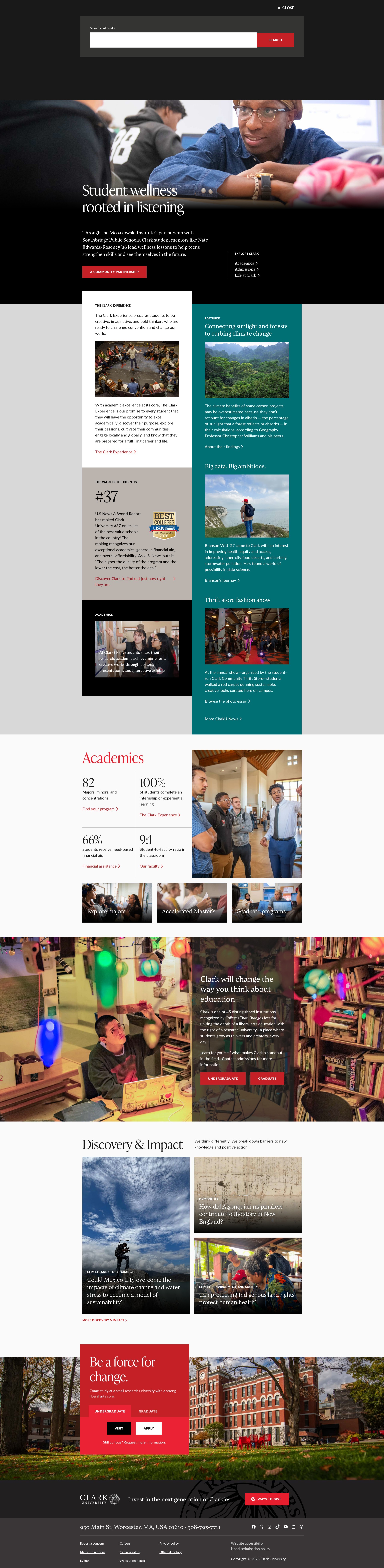Screenshot of clarku.edu