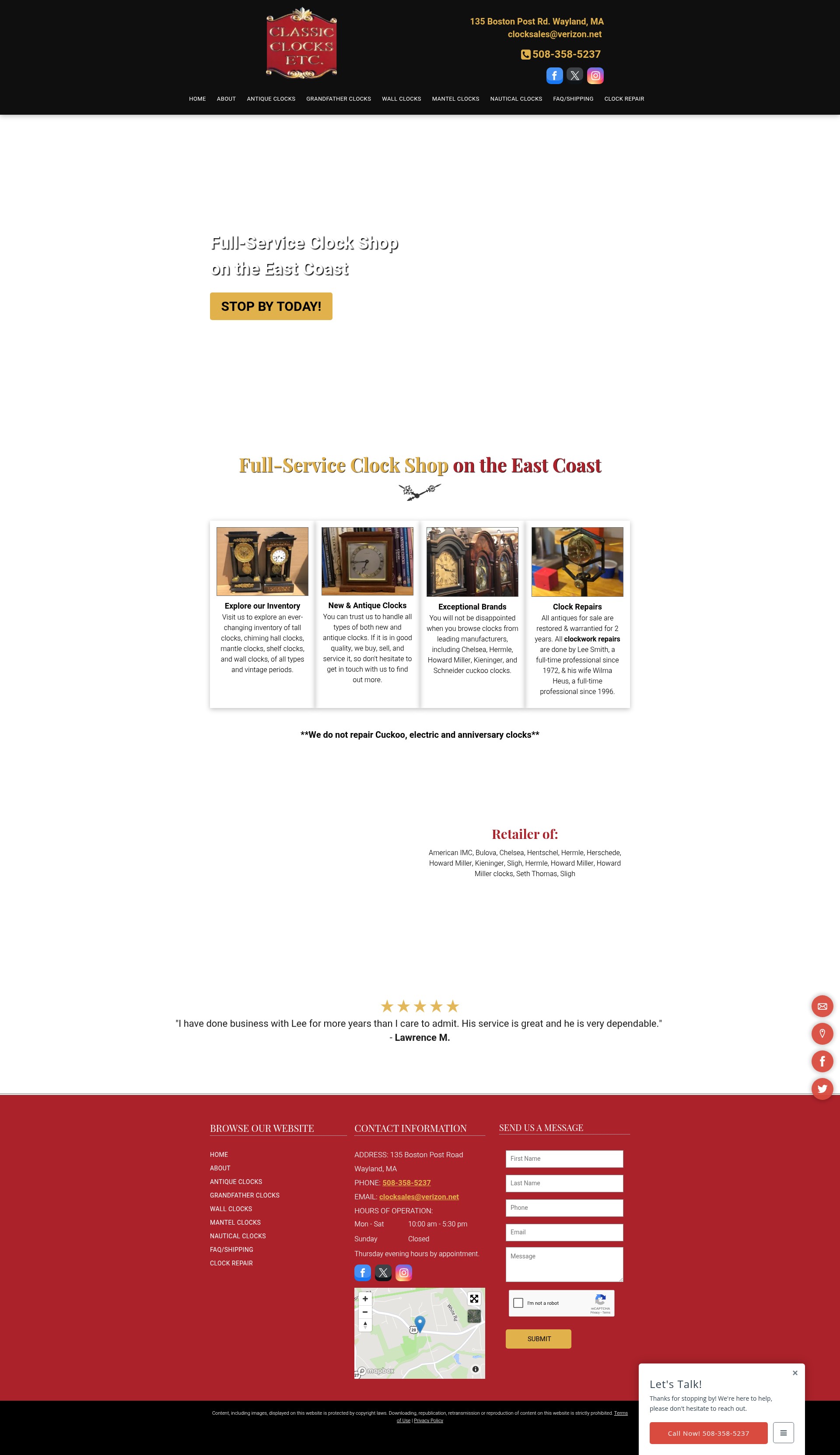 Screenshot of classicclocksetc.com