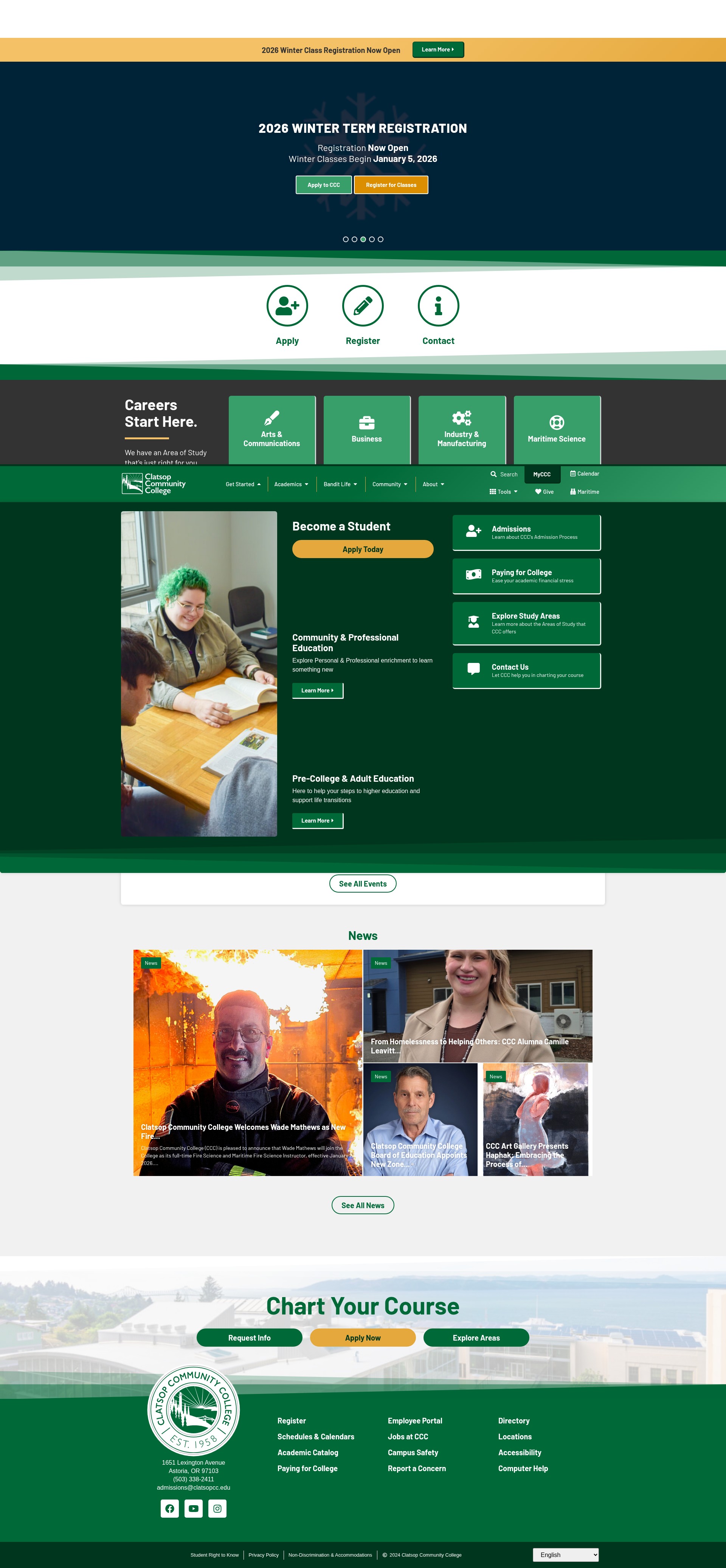 Screenshot of clatsopcc.edu