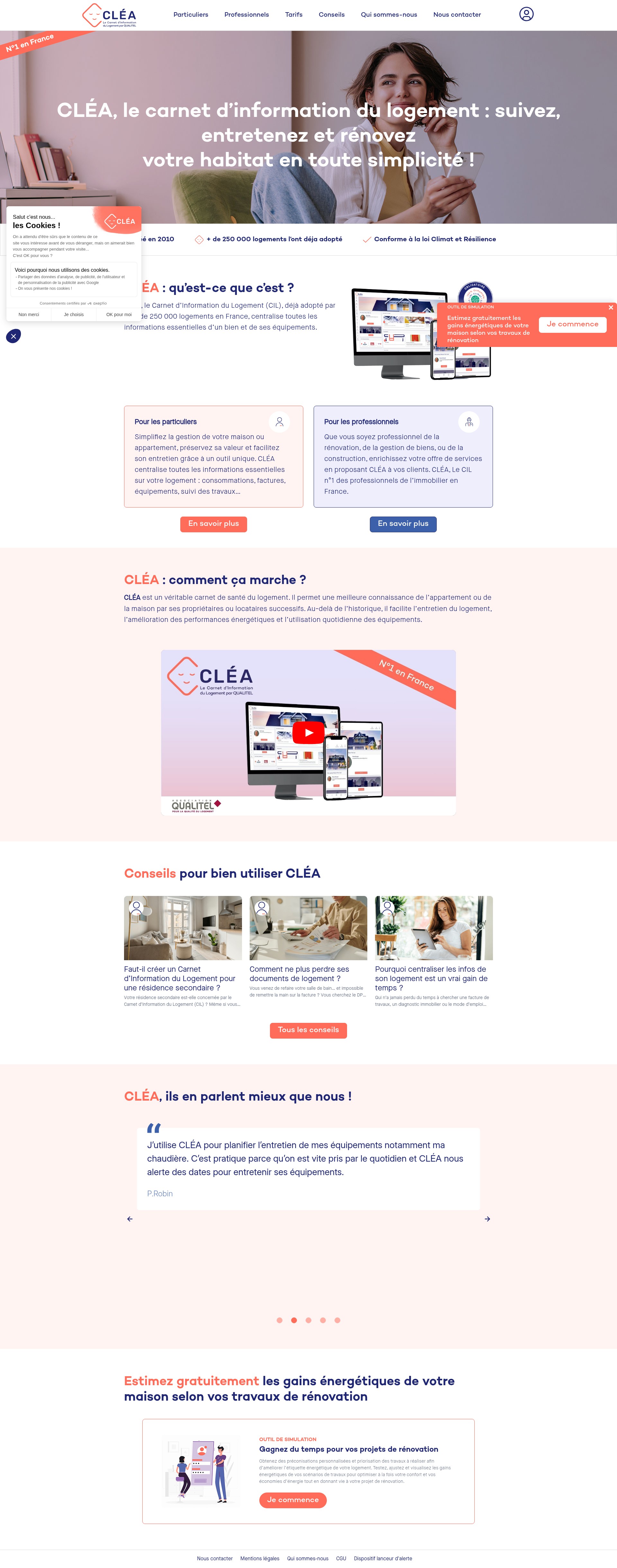 Screenshot of clea.qualitel.org