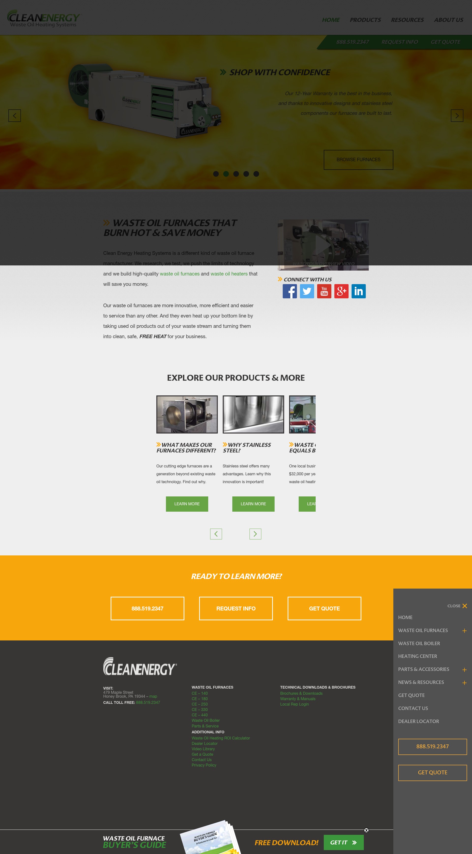 Screenshot of cleanenergyheatingsystems.com