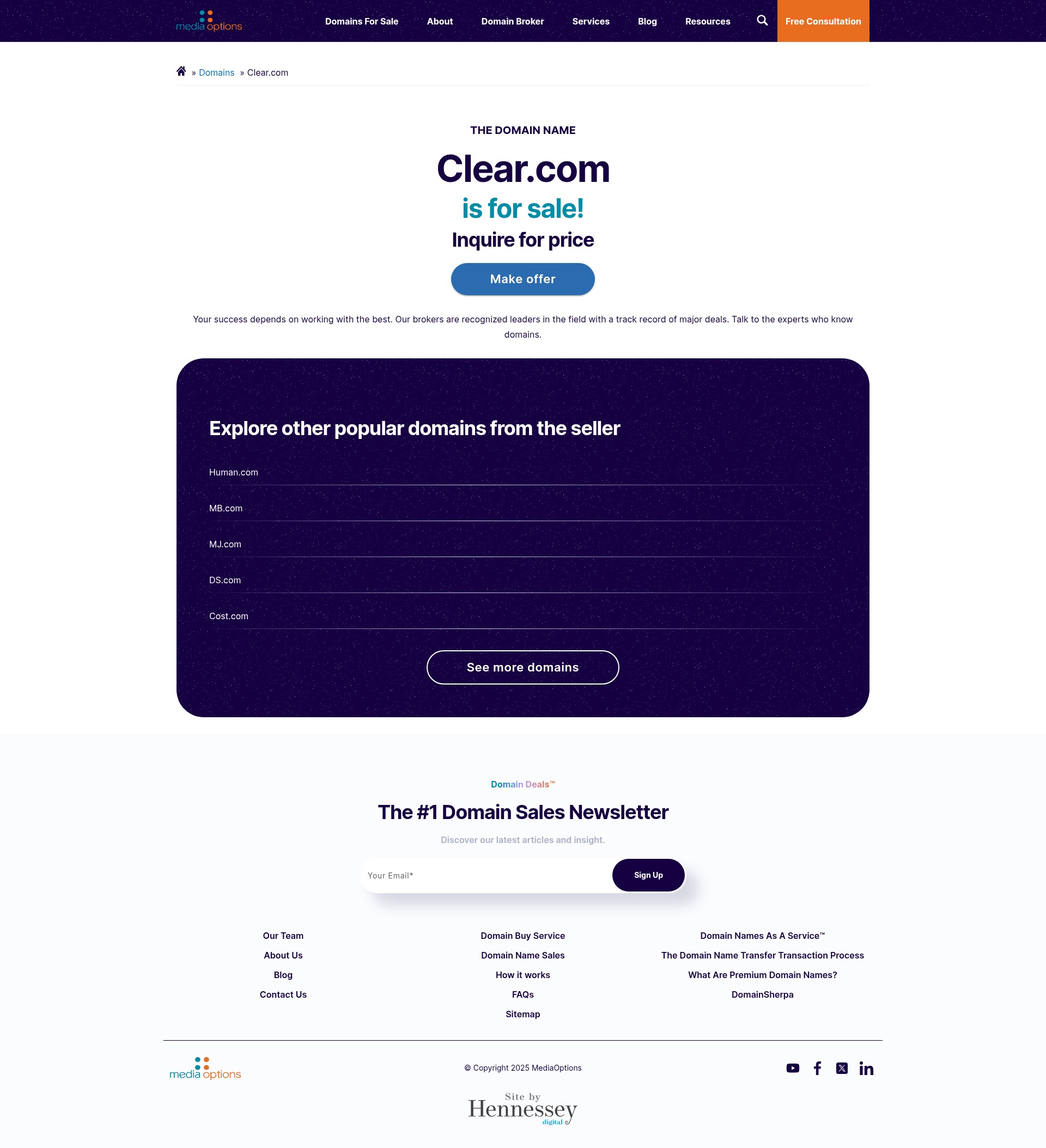 Screenshot of clear.com