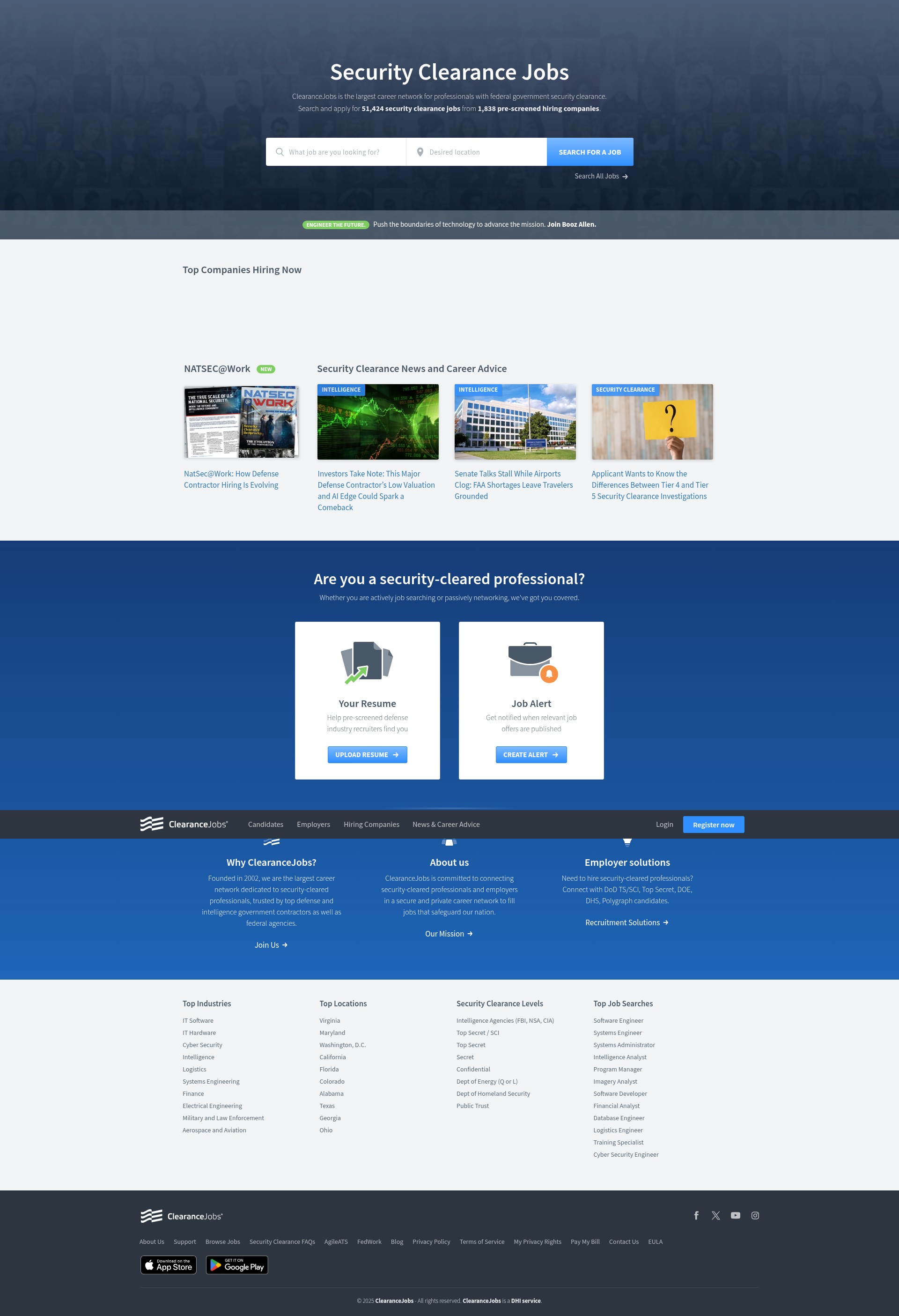 Screenshot of clearancejobs.com