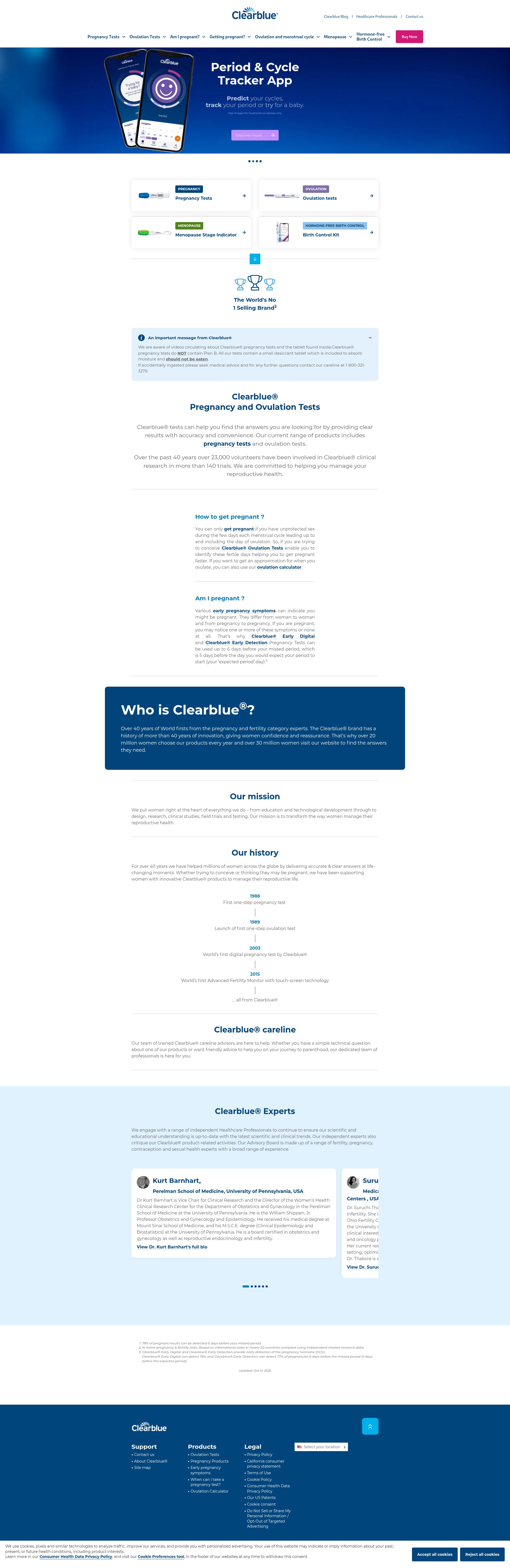 Screenshot of clearblue.com