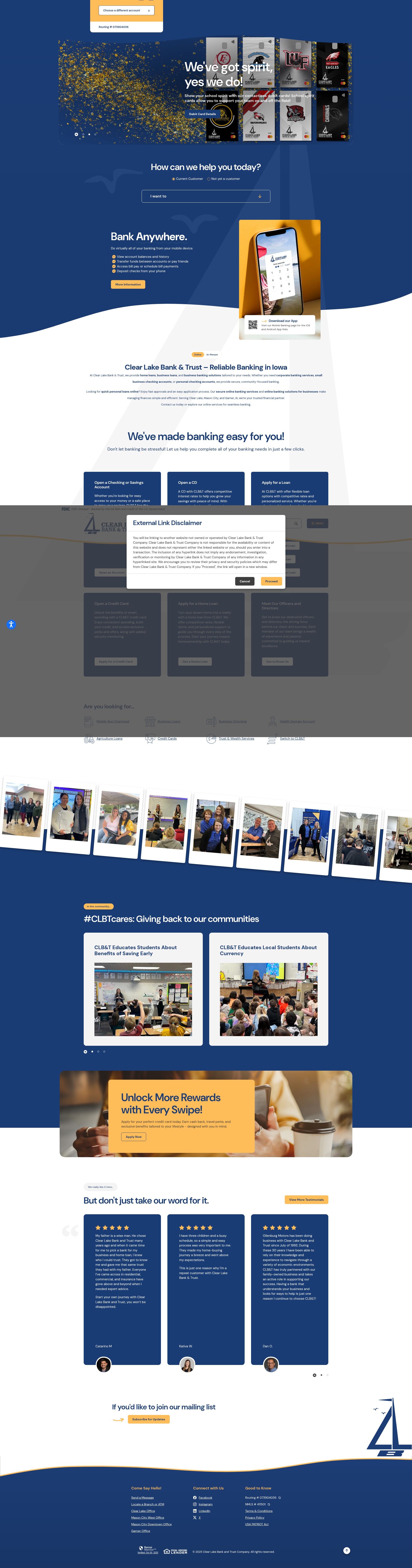 Screenshot of clearlakebank.bank