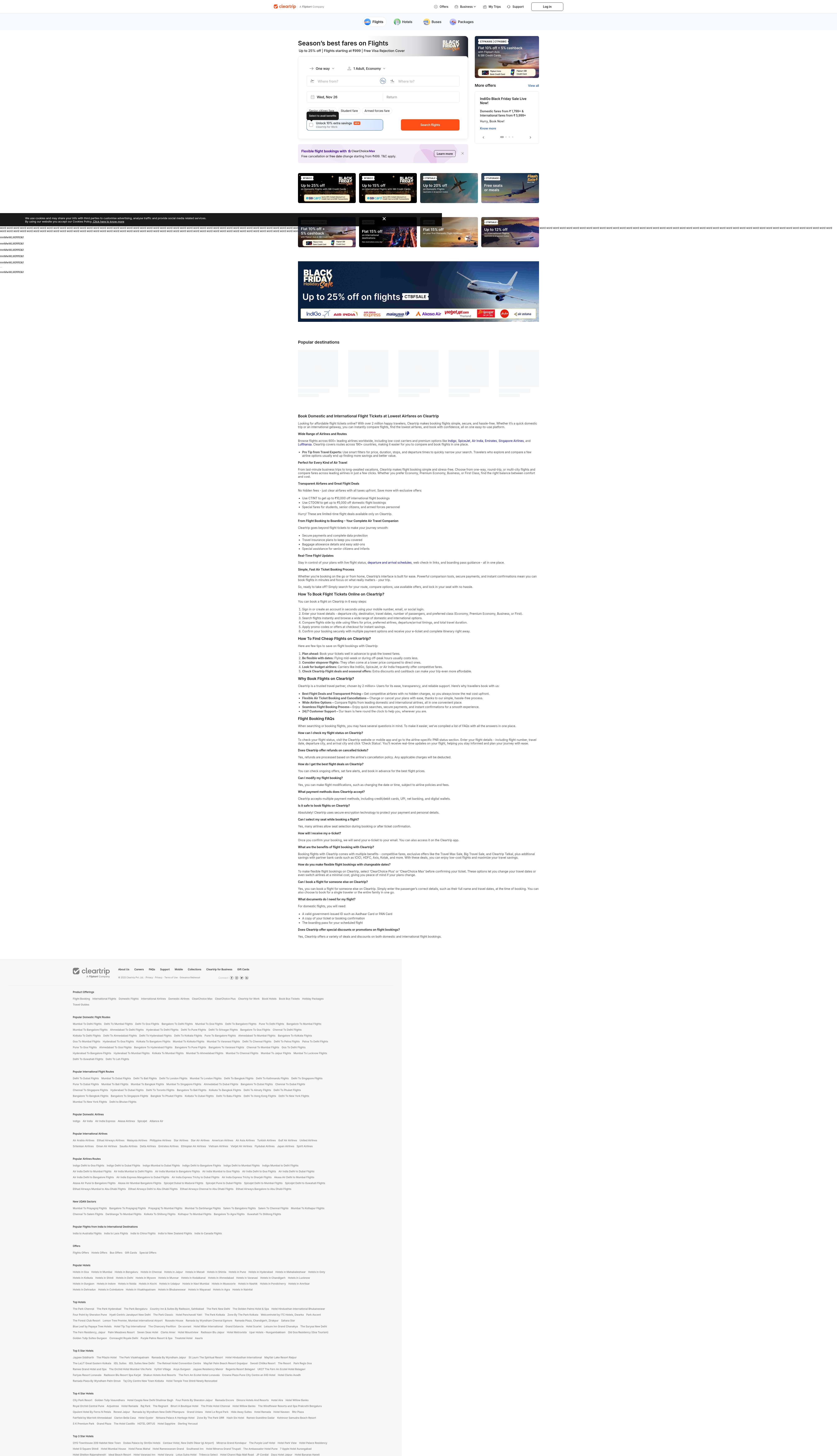 Screenshot of cleartrip.com