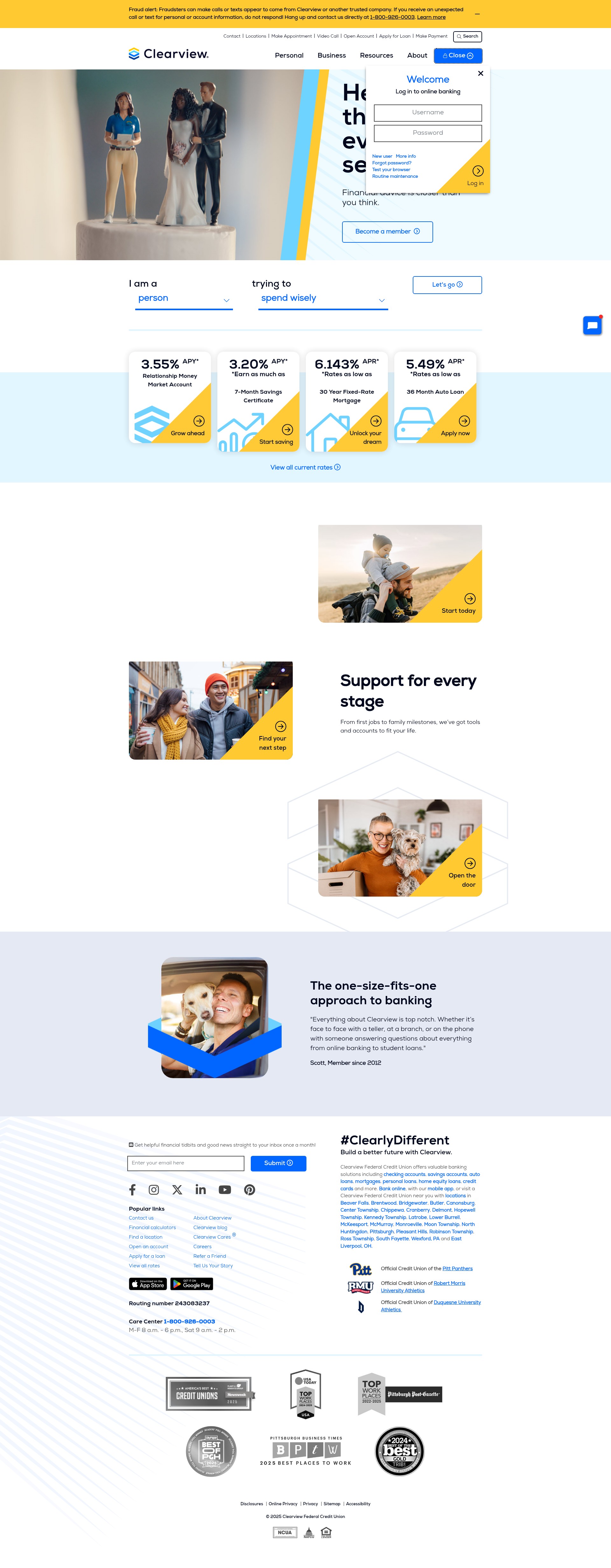 Screenshot of clearviewfcu.org