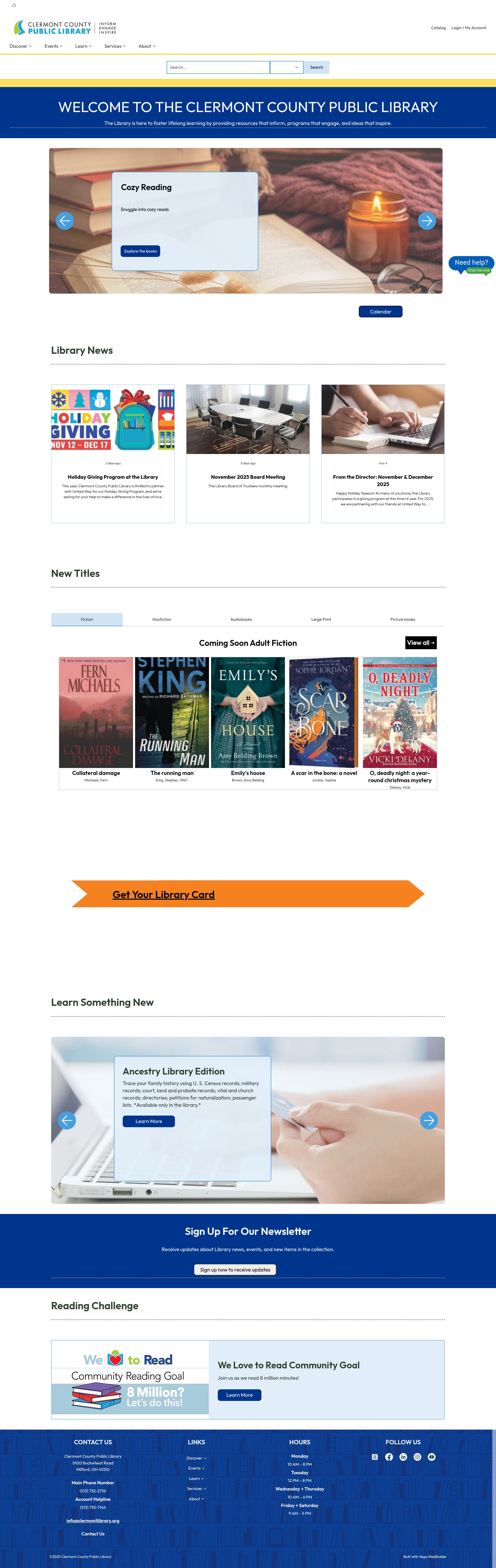Screenshot of clermontlibrary.org