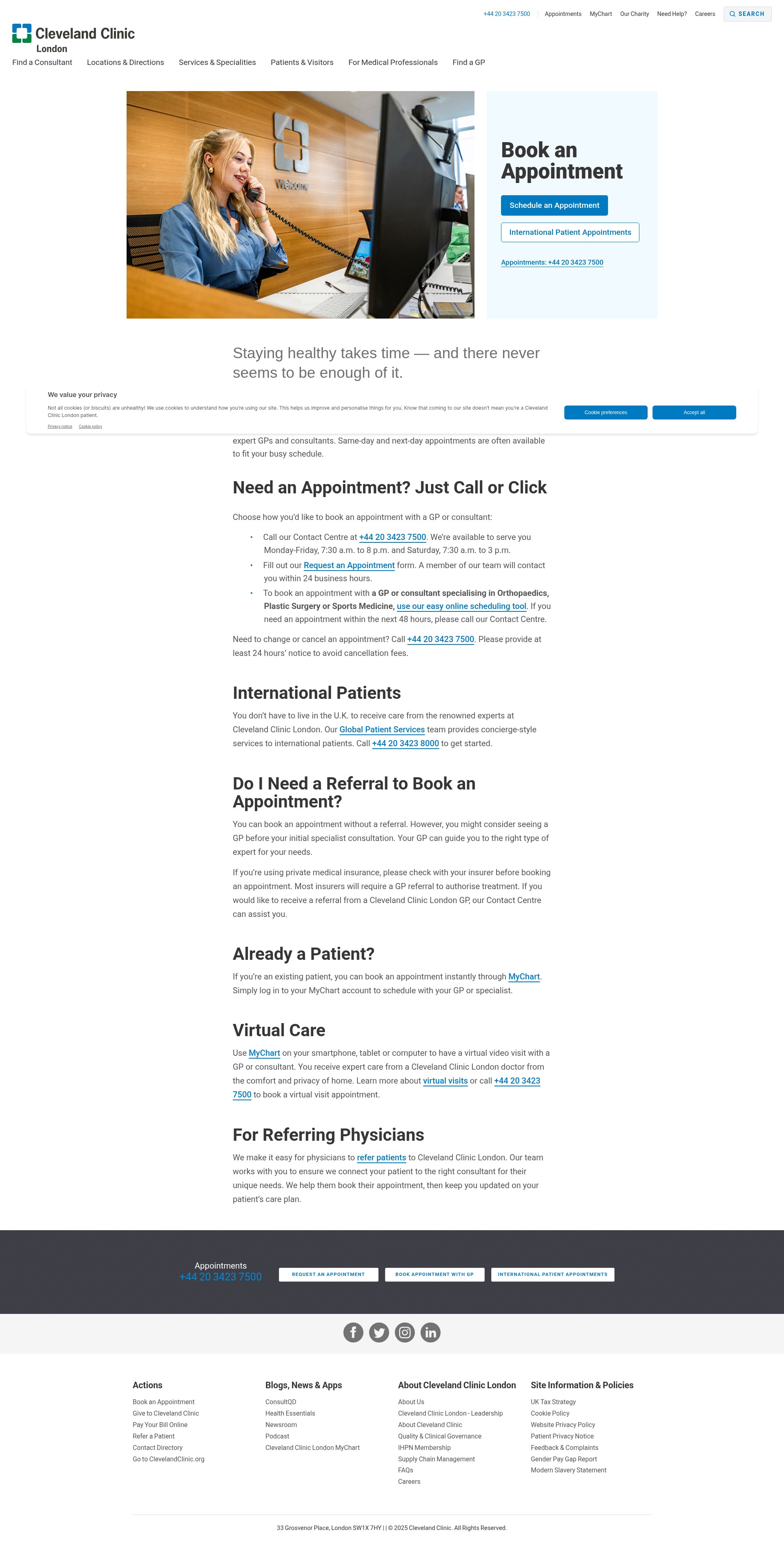 Screenshot of clevelandcliniclondon.uk