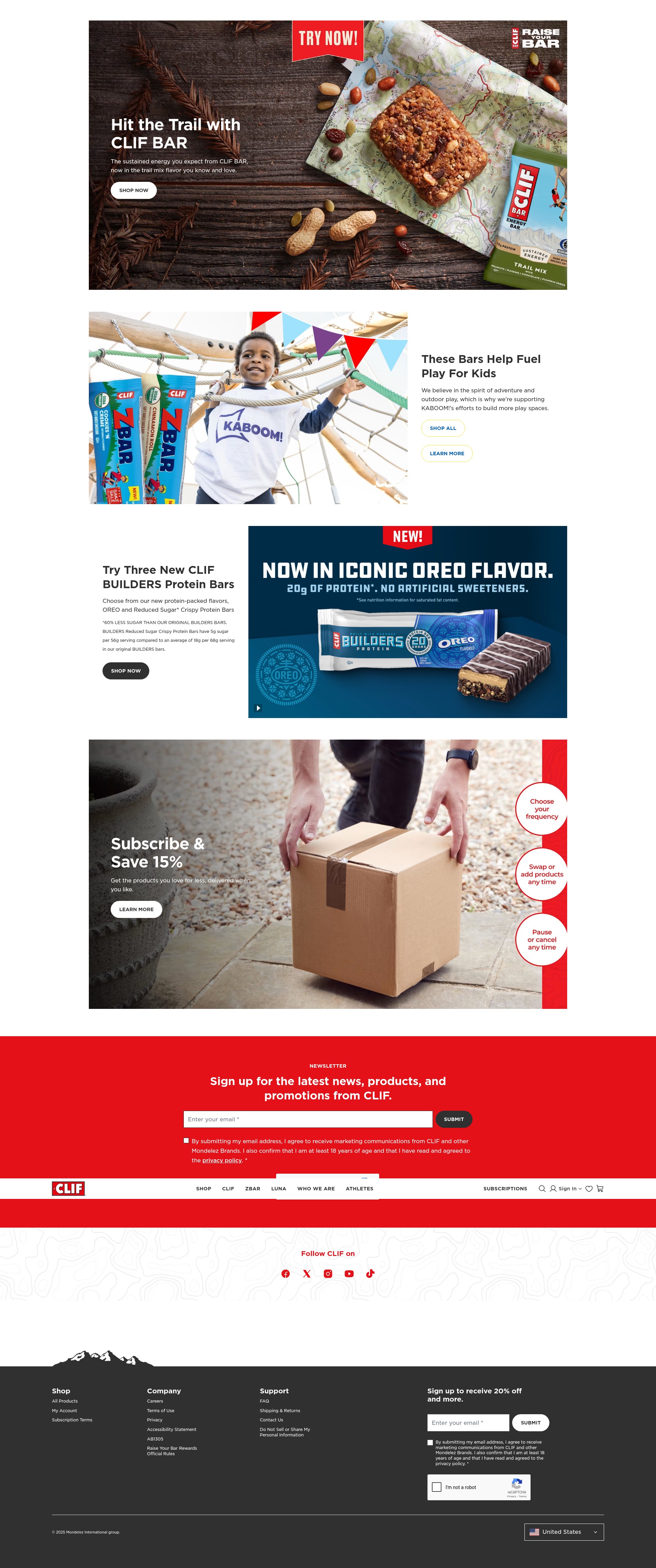 Screenshot of clifbar.com