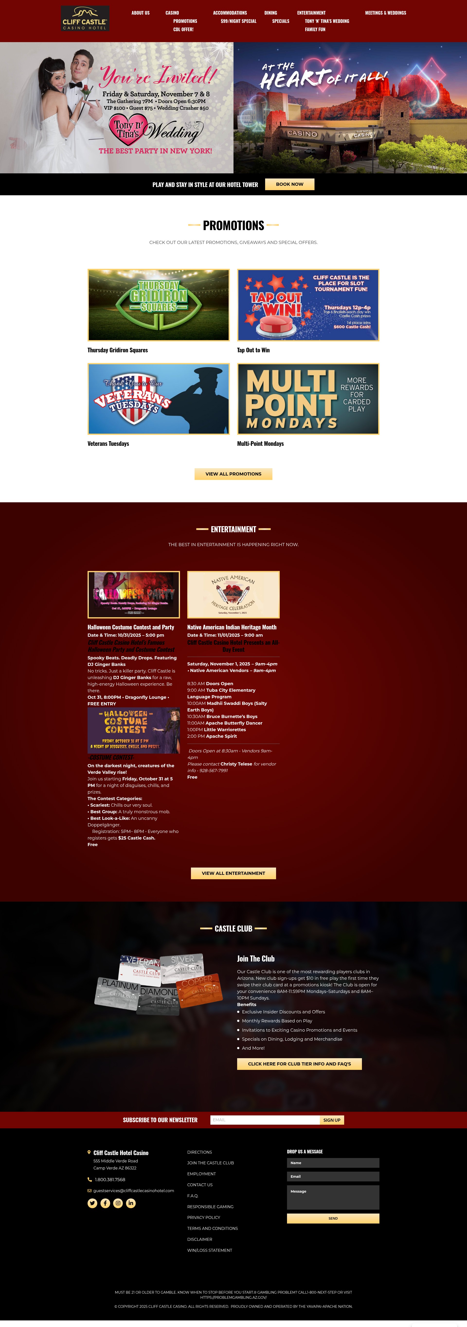 Screenshot of cliffcastlecasinohotel.com