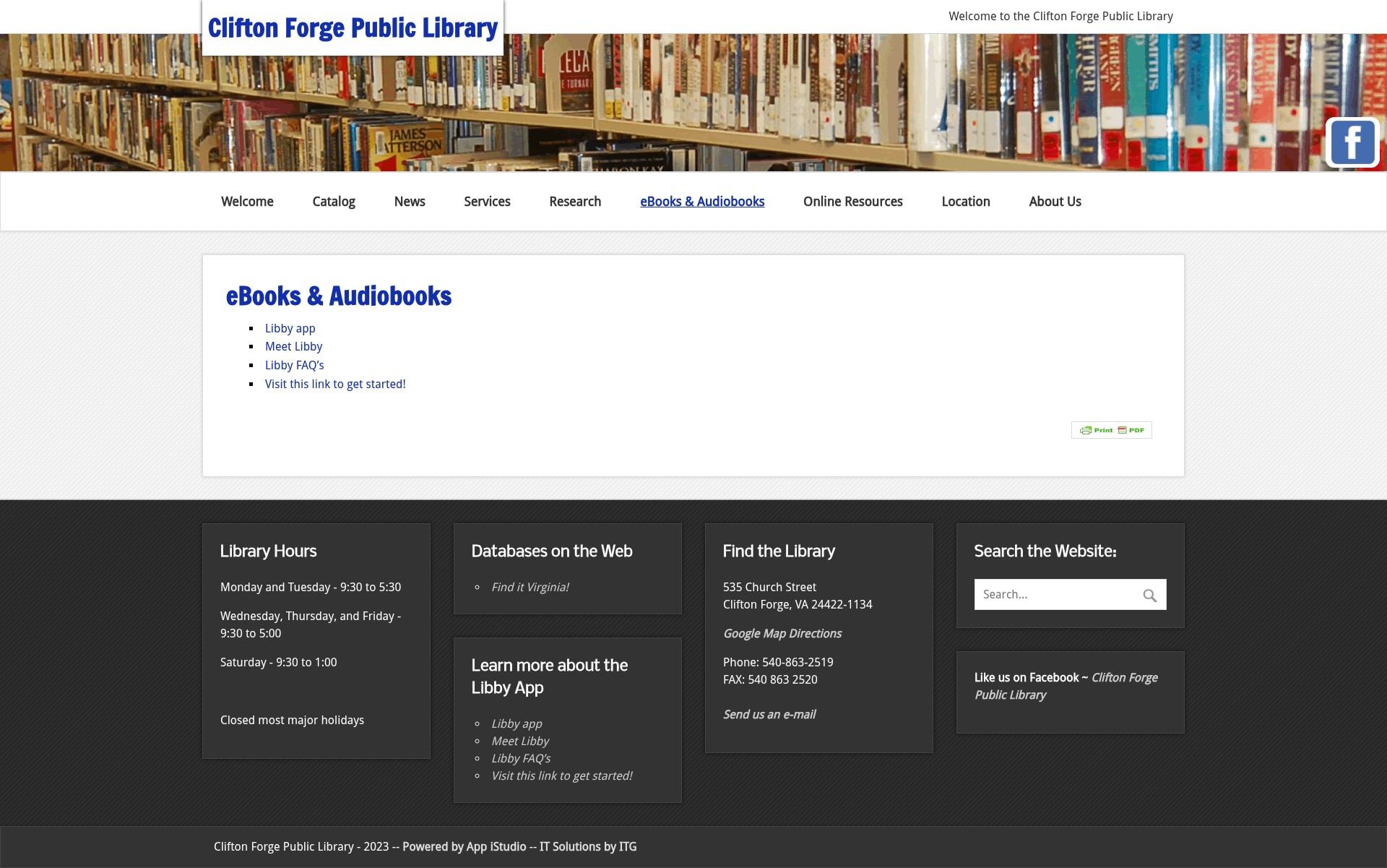 Screenshot of cliftonforgelibrary.org