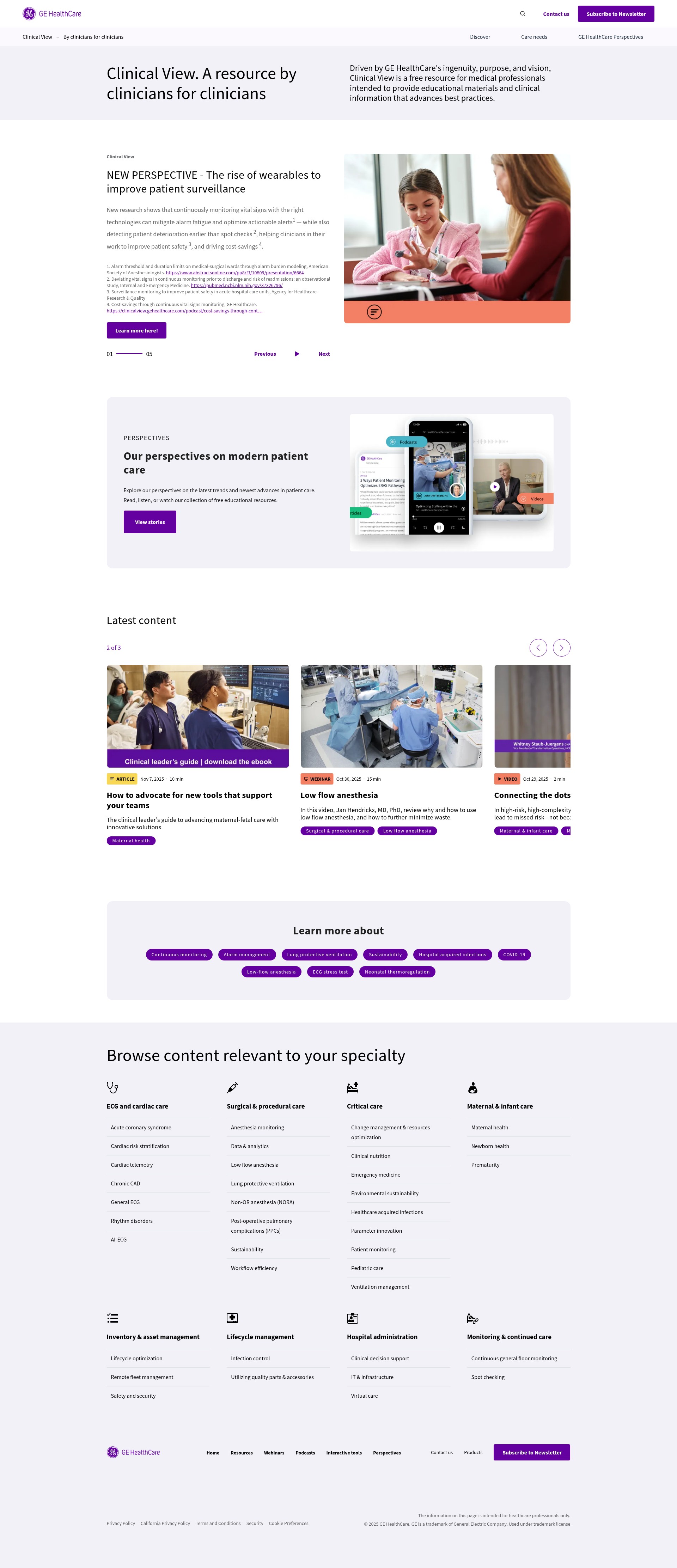 Screenshot of clinicalview.gehealthcare.com