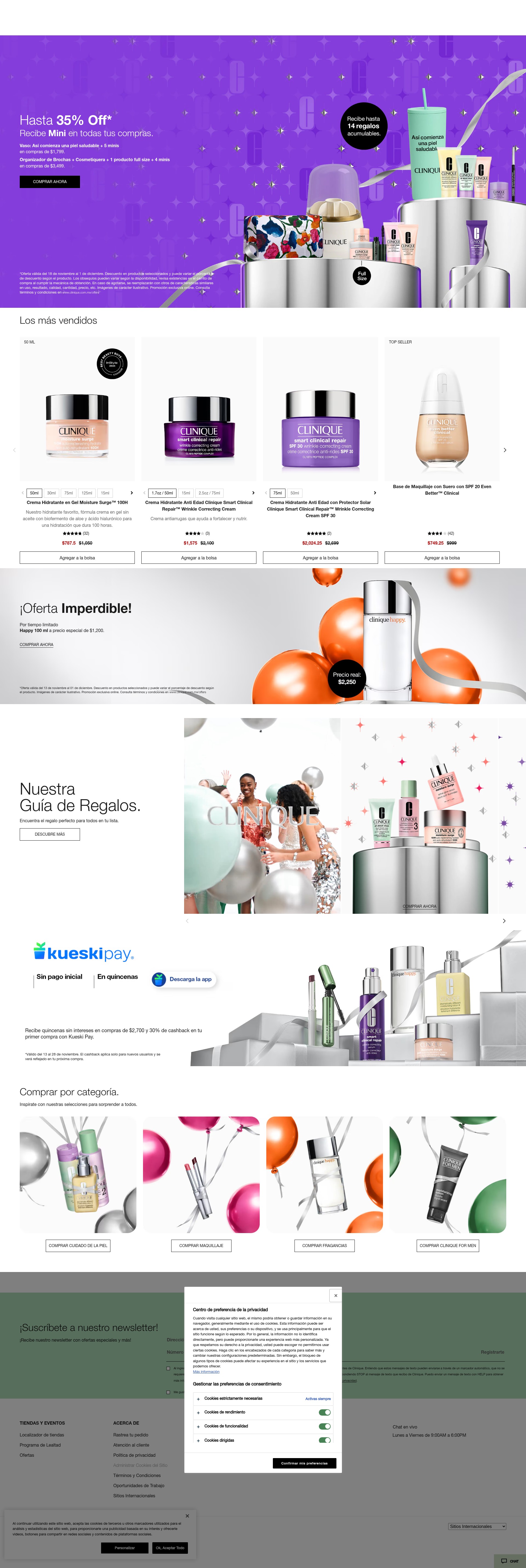 Screenshot of clinique.com.mx