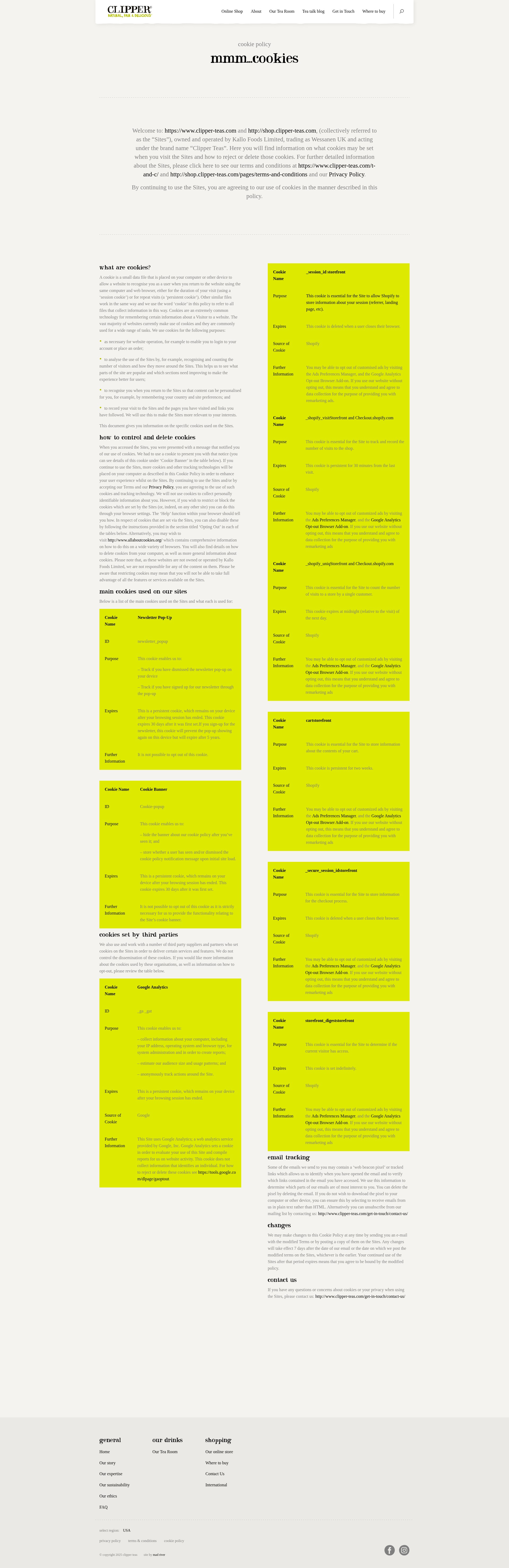Screenshot of clipper-teas.com