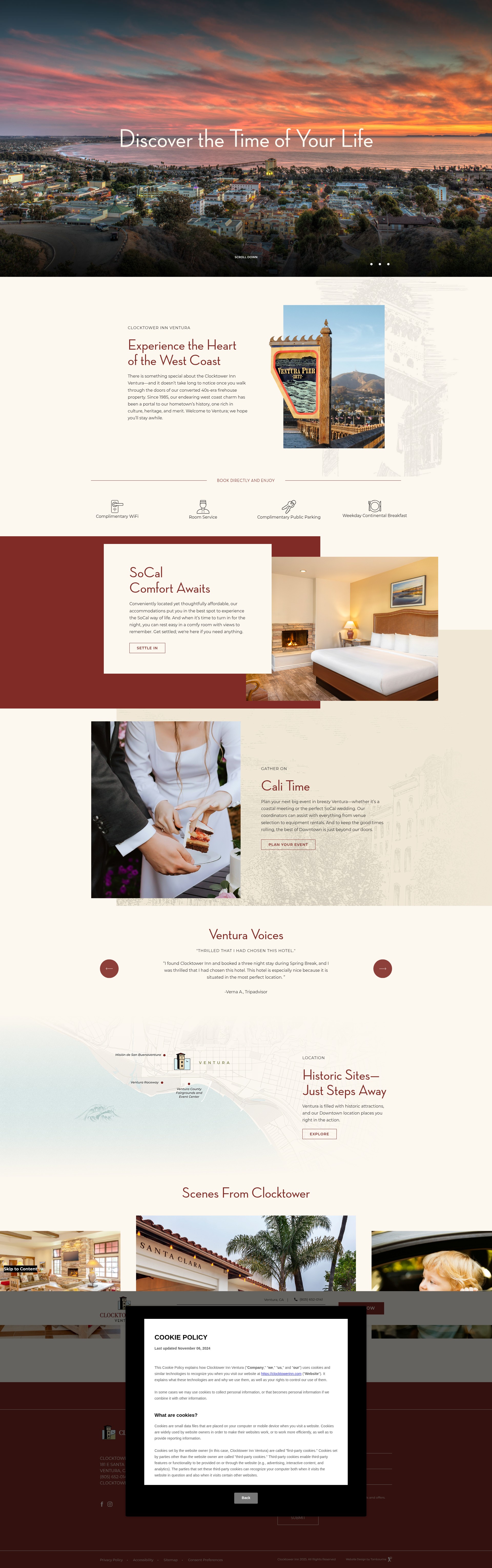 Screenshot of clocktowerinn.com