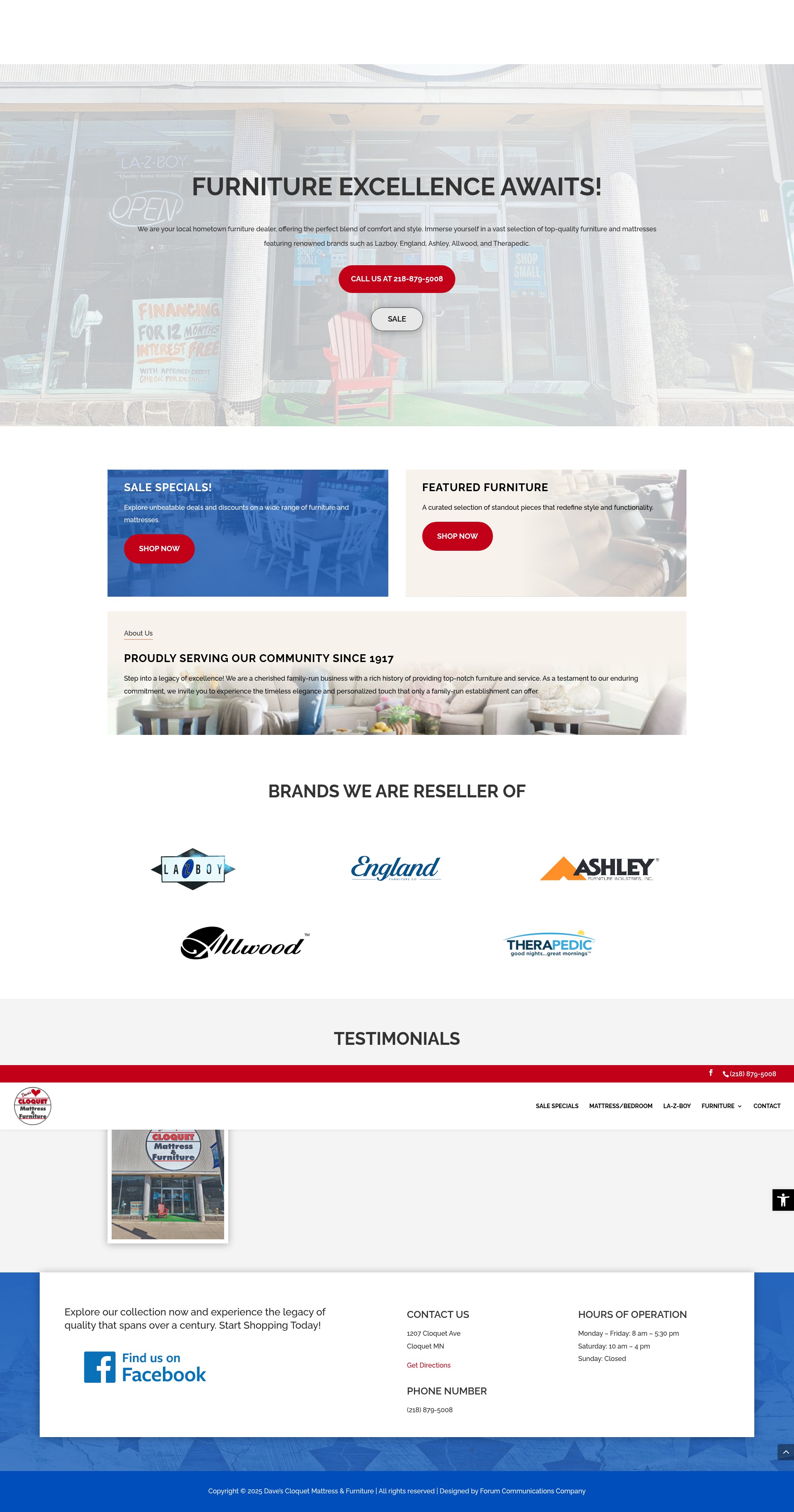 Screenshot of cloquetmattressfurniture.com