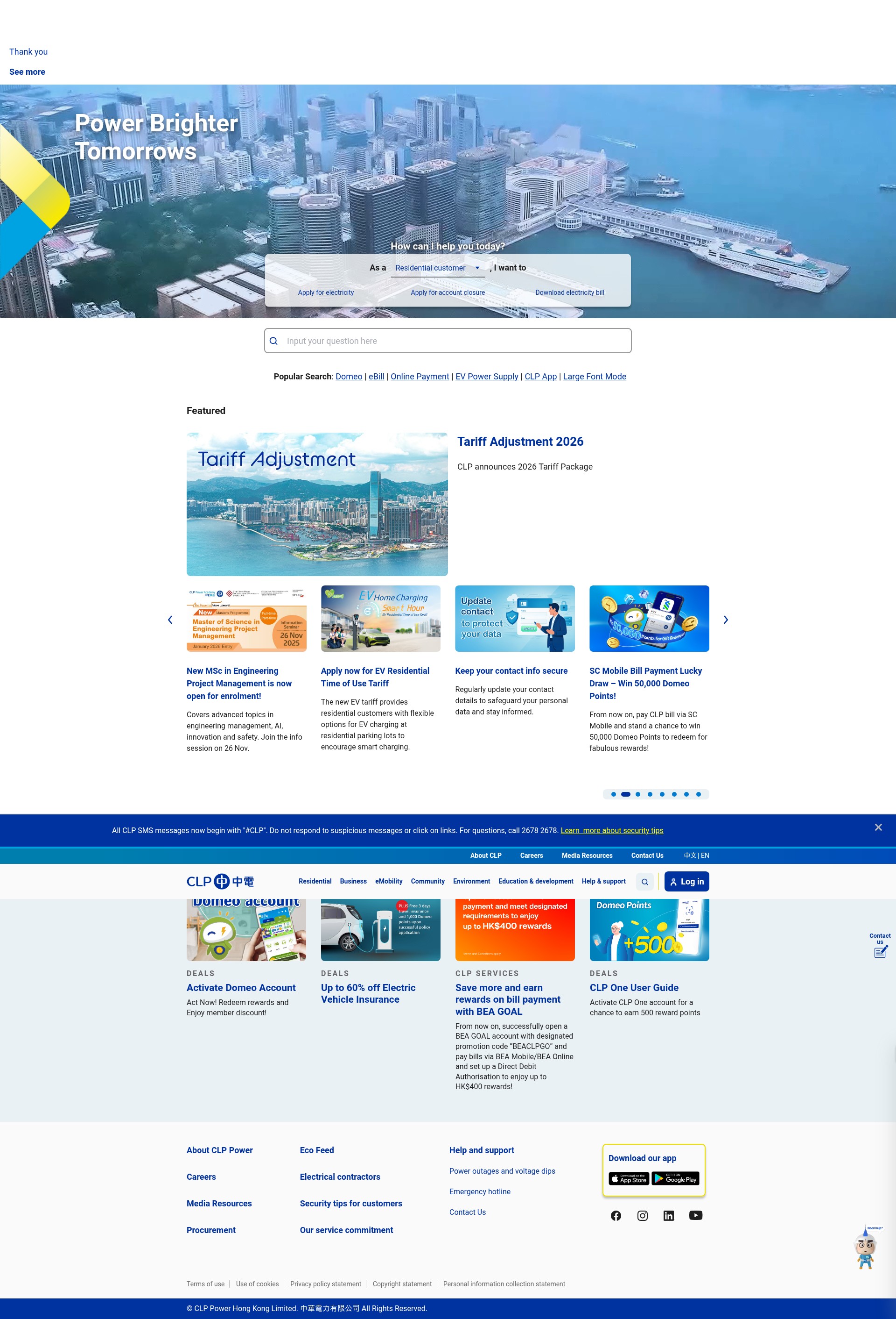 Screenshot of clp.com.hk