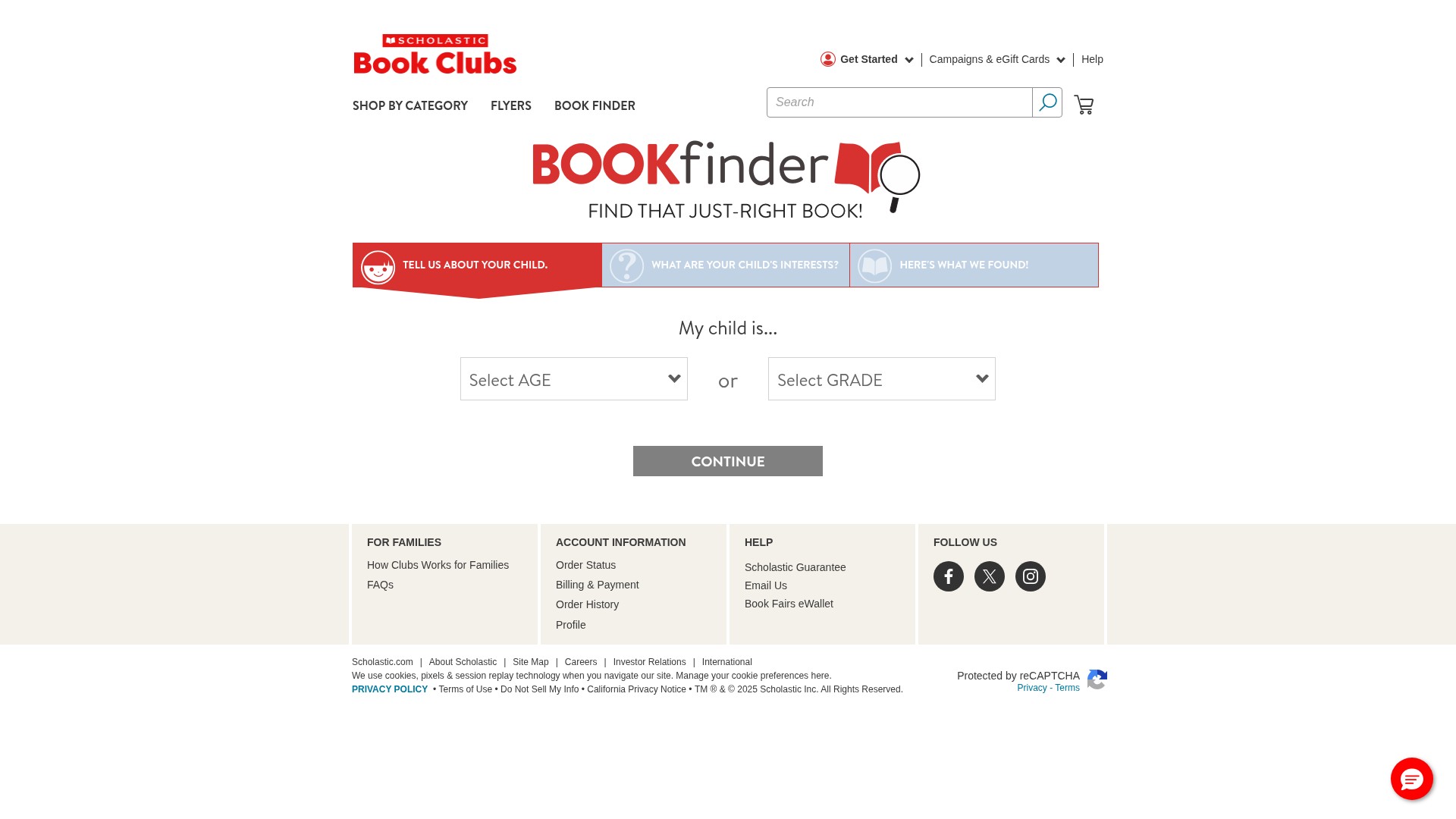 Screenshot of clubs.scholastic.com