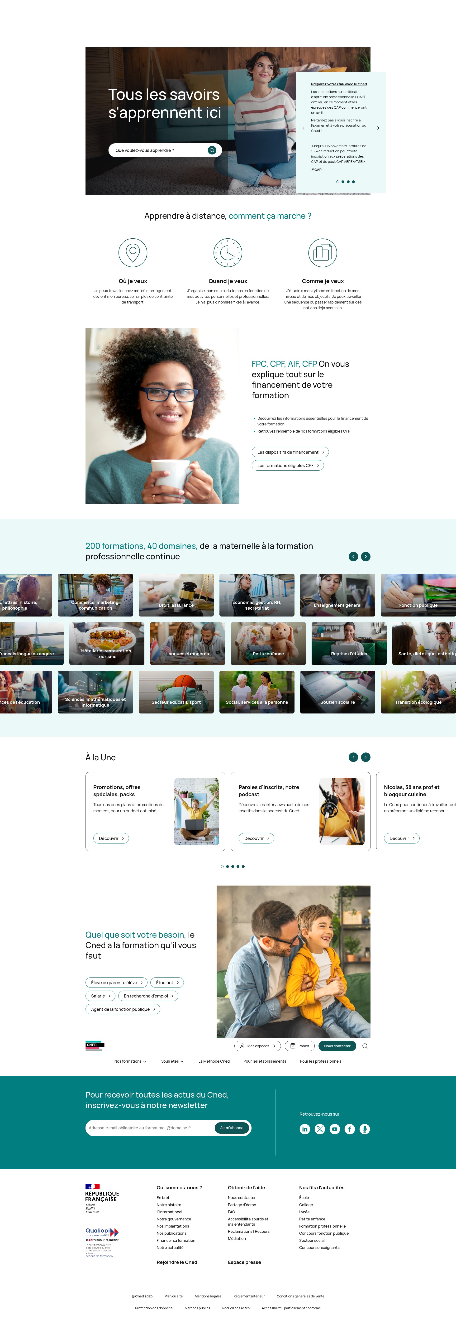 Screenshot of cned.fr