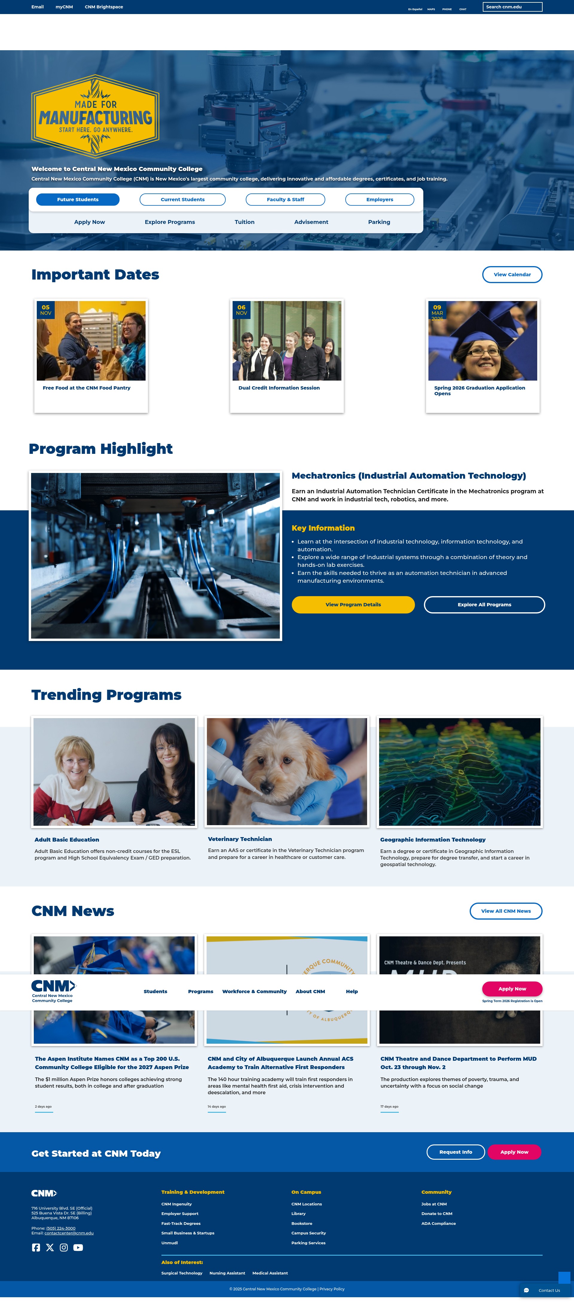 Screenshot of cnm.edu