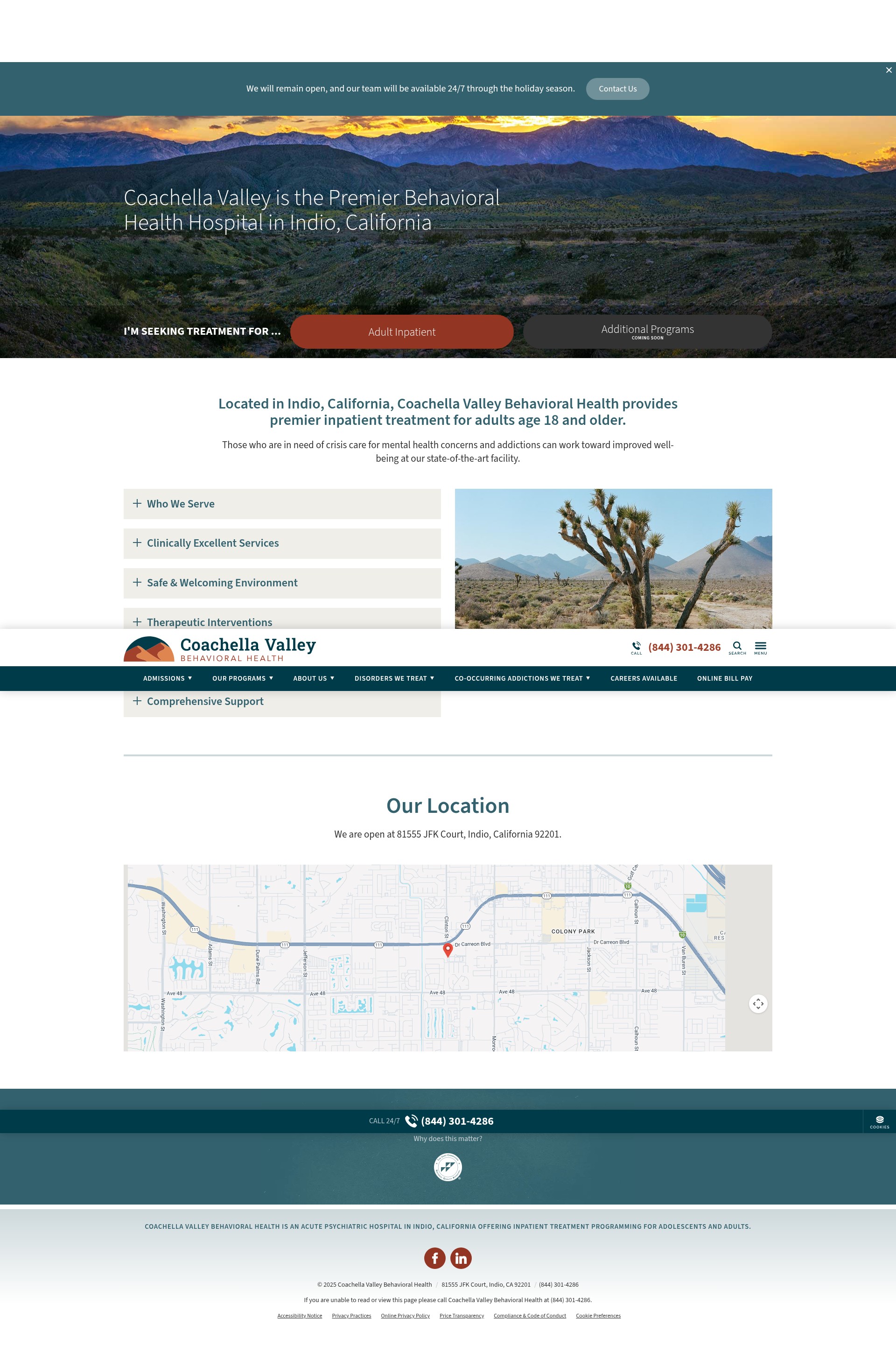 Screenshot of coachellavalleybehavioral.com