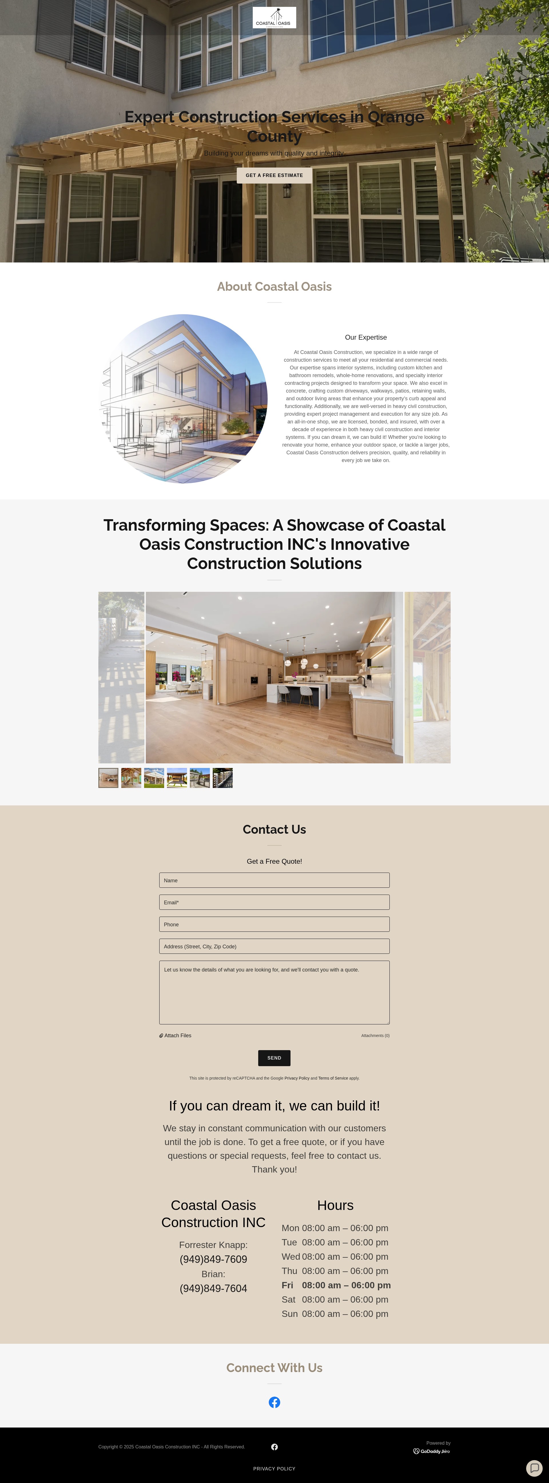 Screenshot of coastaloasisconstruction.com