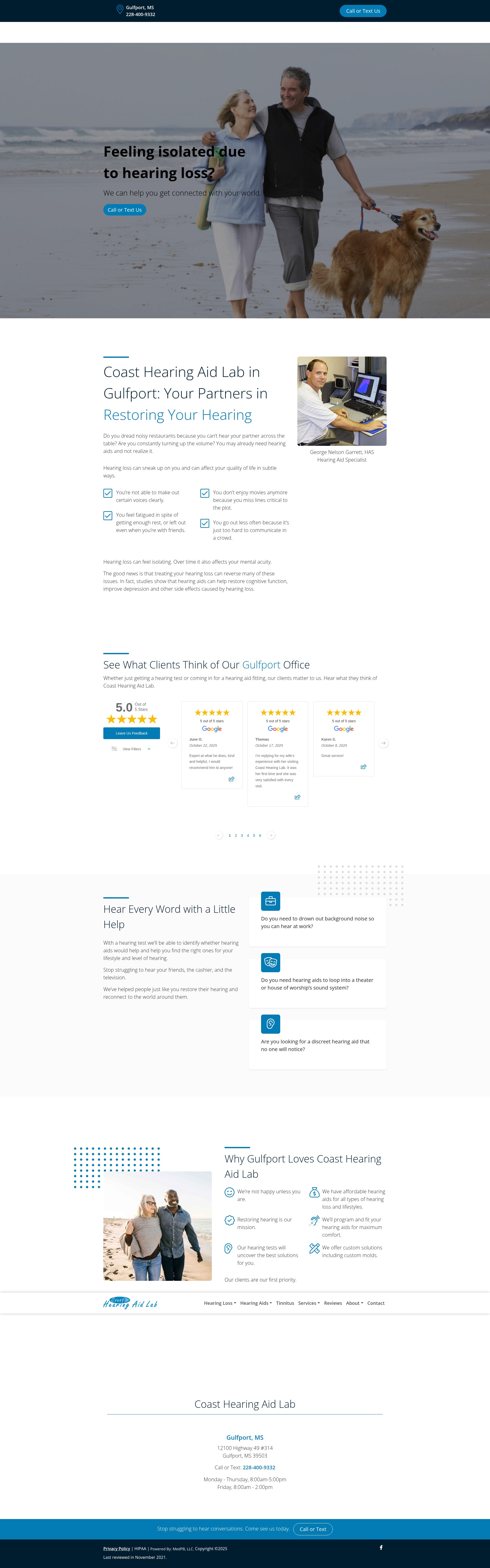 Screenshot of coasthearingaidlab.com