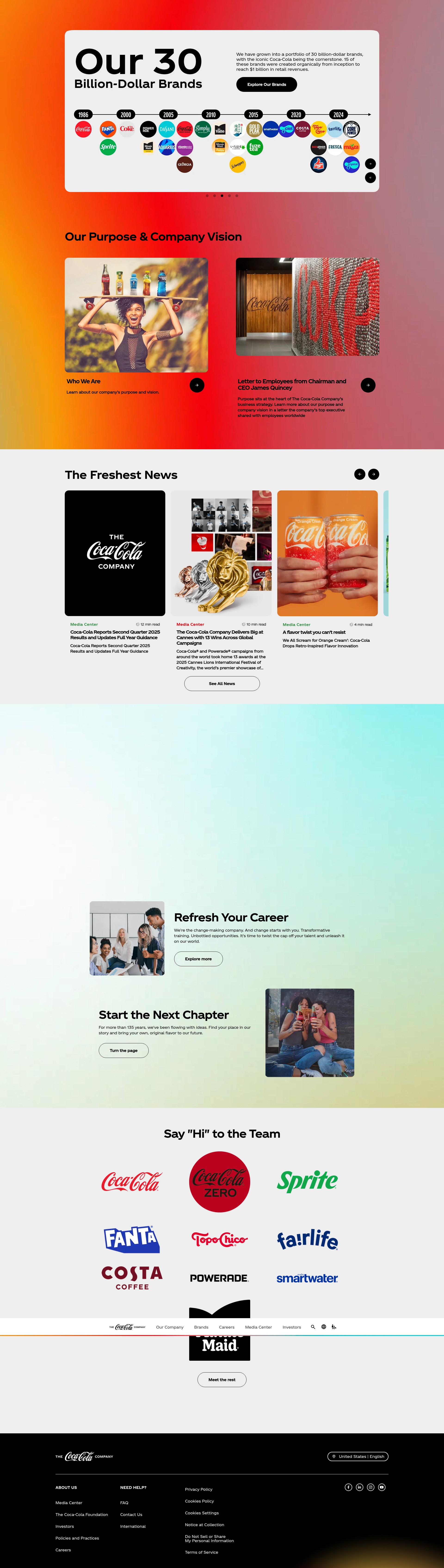 Screenshot of coca-colacompany.com